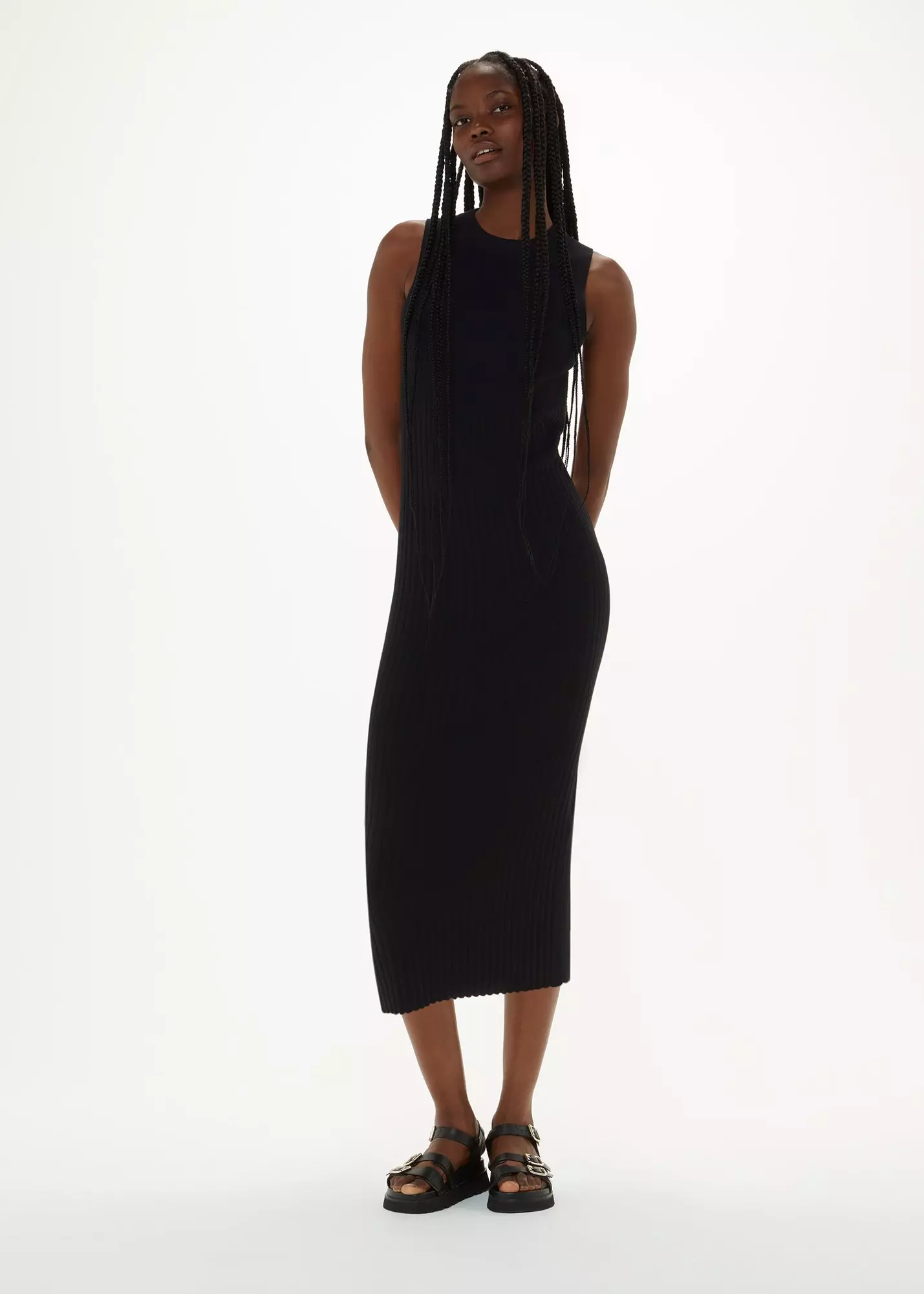 Black Ida Rib Detail Knit Dress alternative image