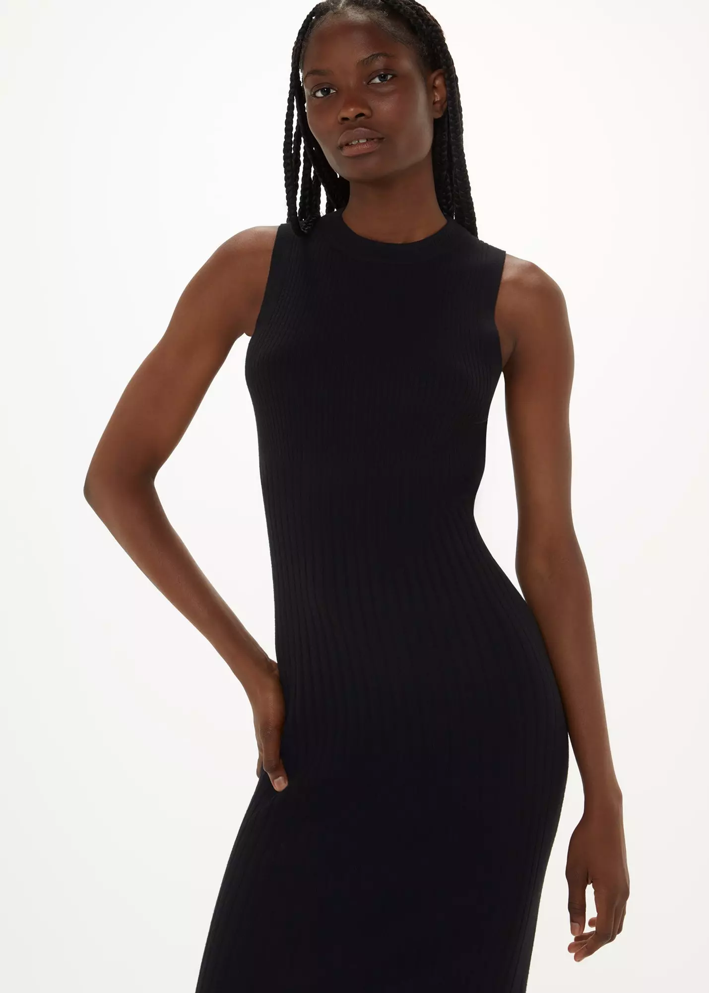 Black Ida Rib Detail Knit Dress alternative image