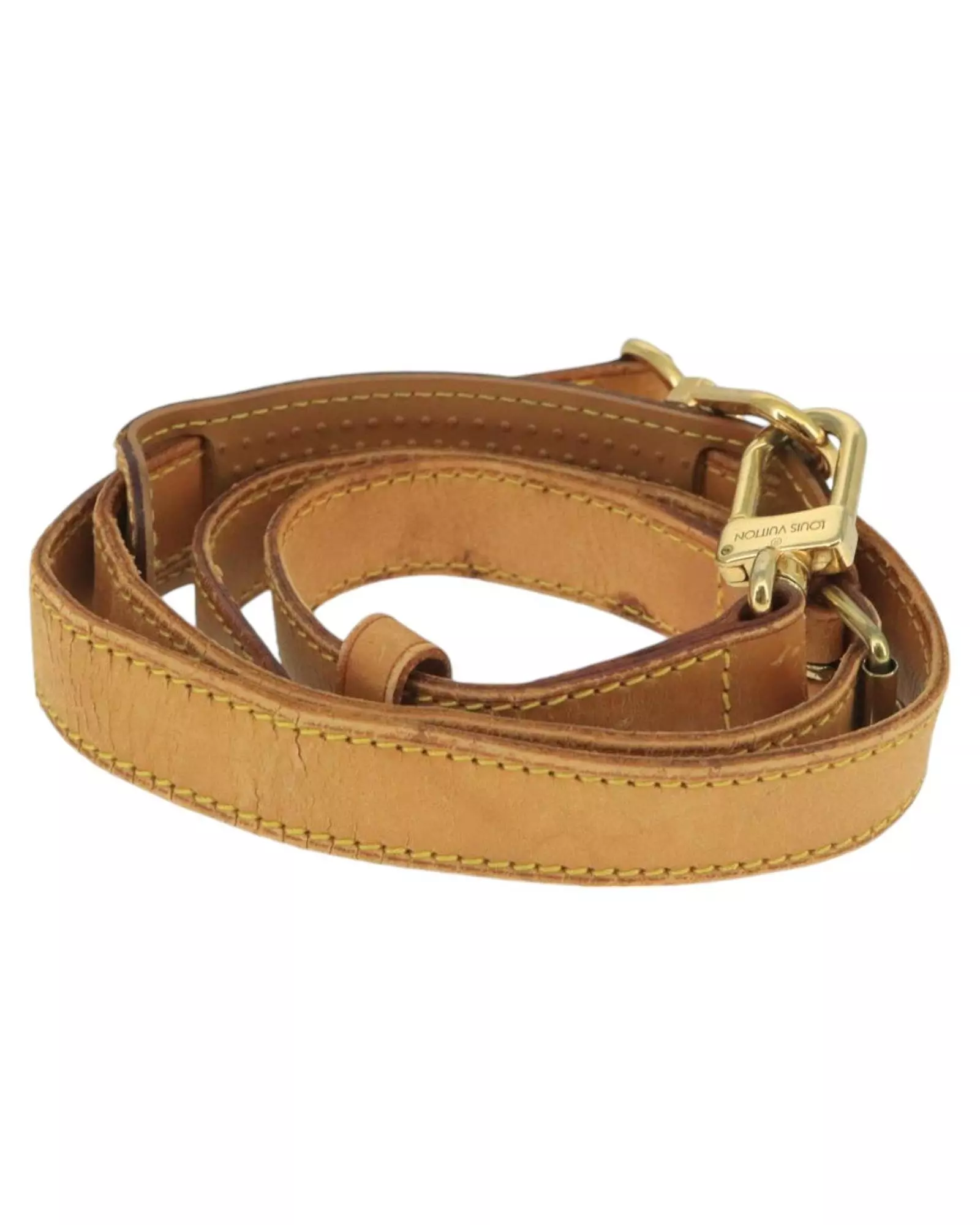 【sarry】LOUIS VUITTON ベージュ レザーベルト LOUIS VUITTON Leather Beige Adjustable Shoulder Strap