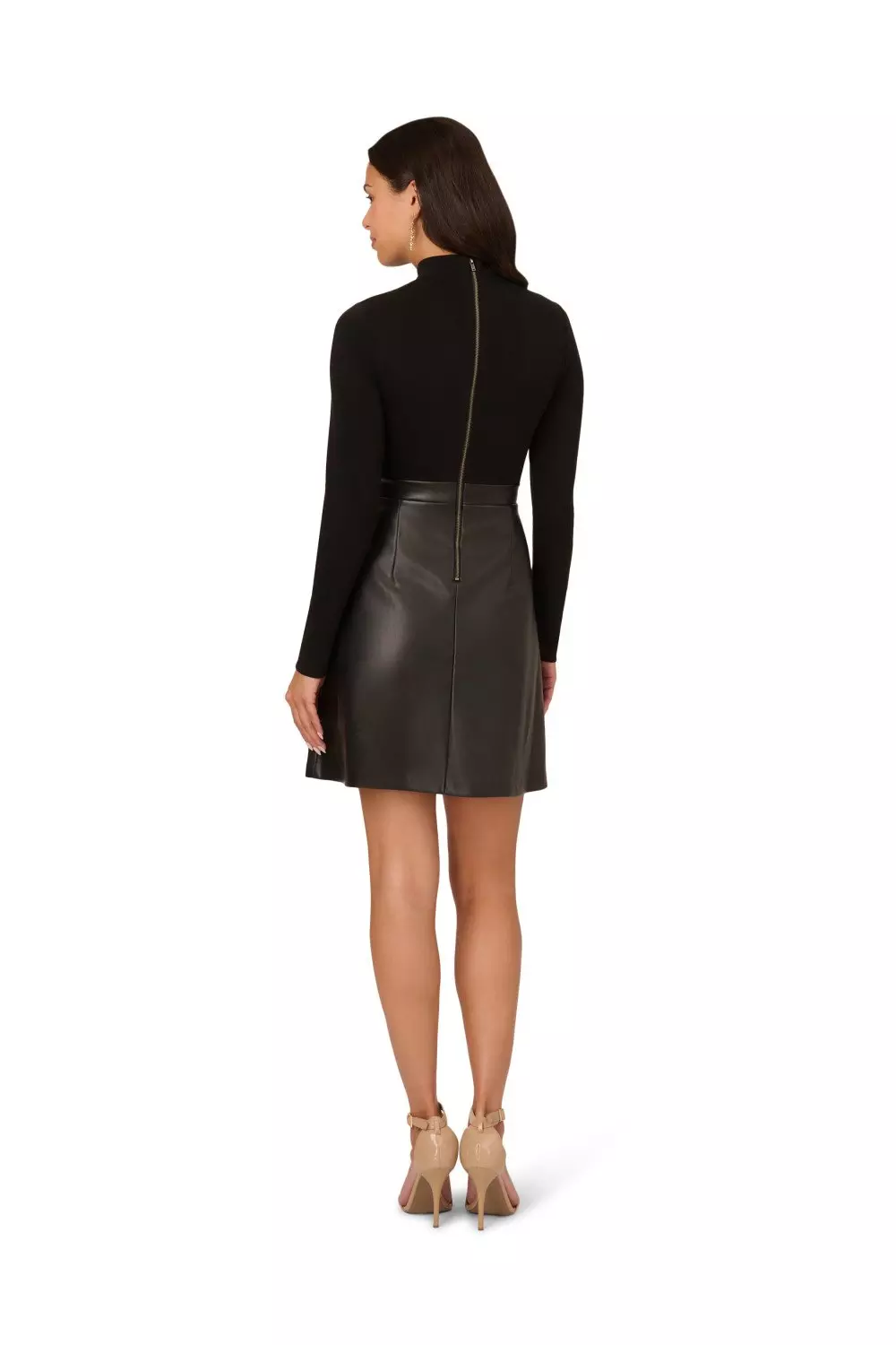 【海外限定】AdriannaPapell ドレス☆Ponte Faux Leather Dress, Buy Adrianna Papell Black Ponte Faux Leather Dress from Next USA