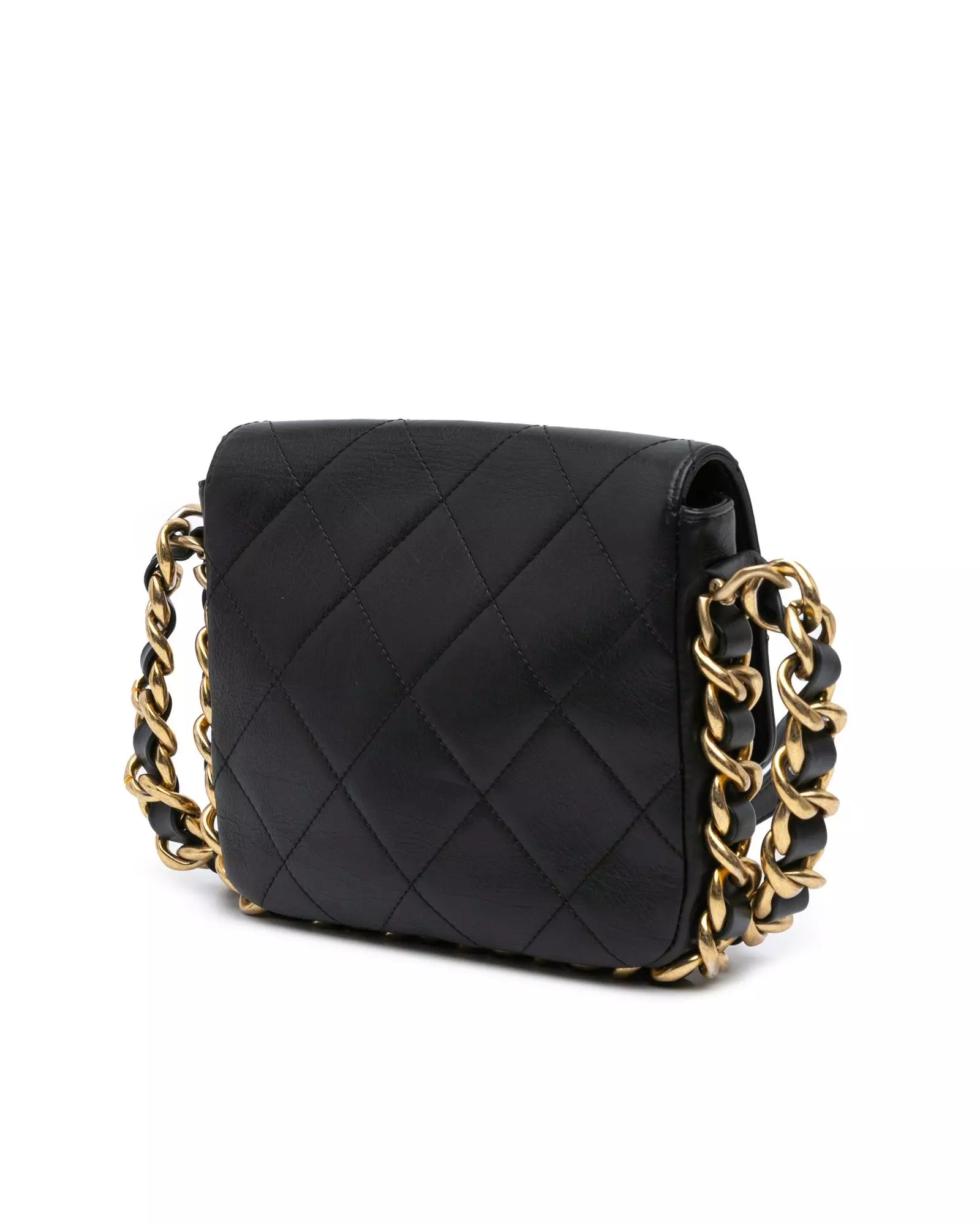 Preloved Small Quilted Leather Chain Flap Crossbody Bag Karen Millen