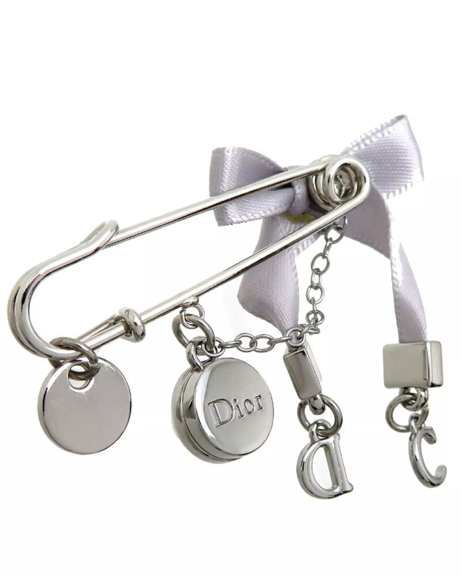 Preloved Bow Charm Safety Pin Wo - Silver Brooches alternative image