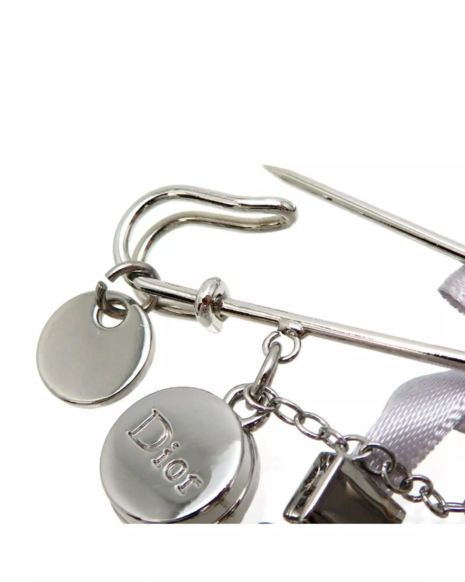 Preloved Bow Charm Safety Pin Wo - Silver Brooches alternative image