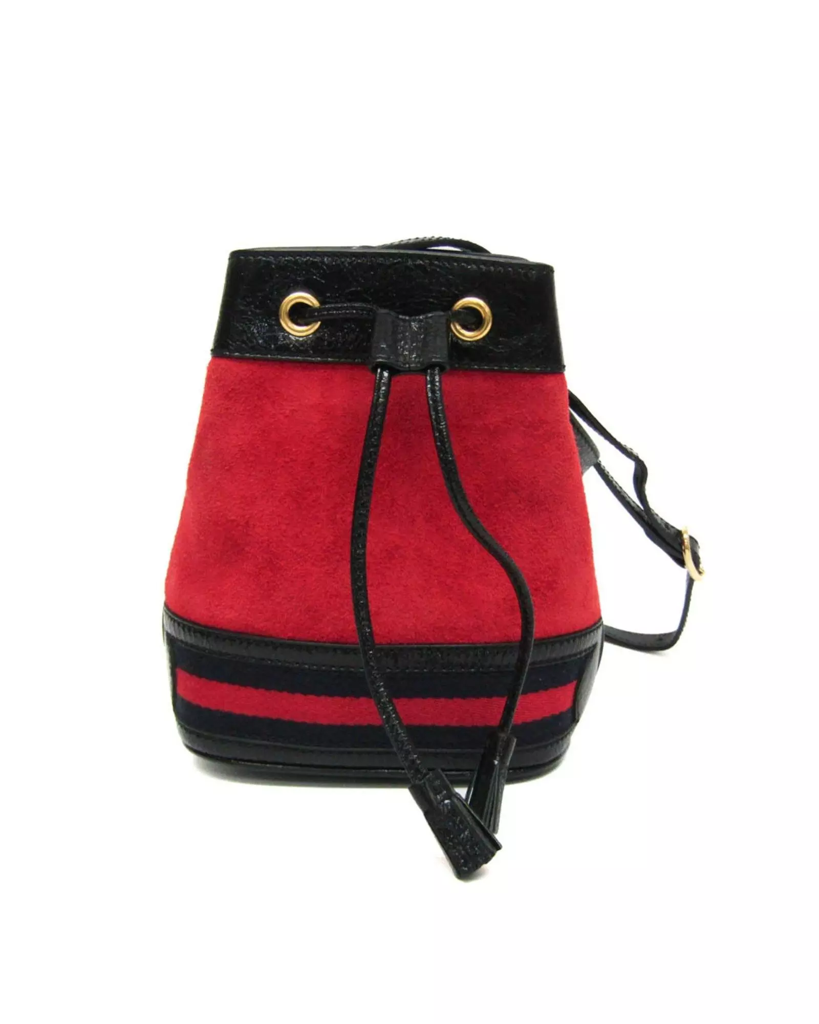 Preloved Vintage Suede Bucket Bag Red Black Wo Shoulder Bags alternative image