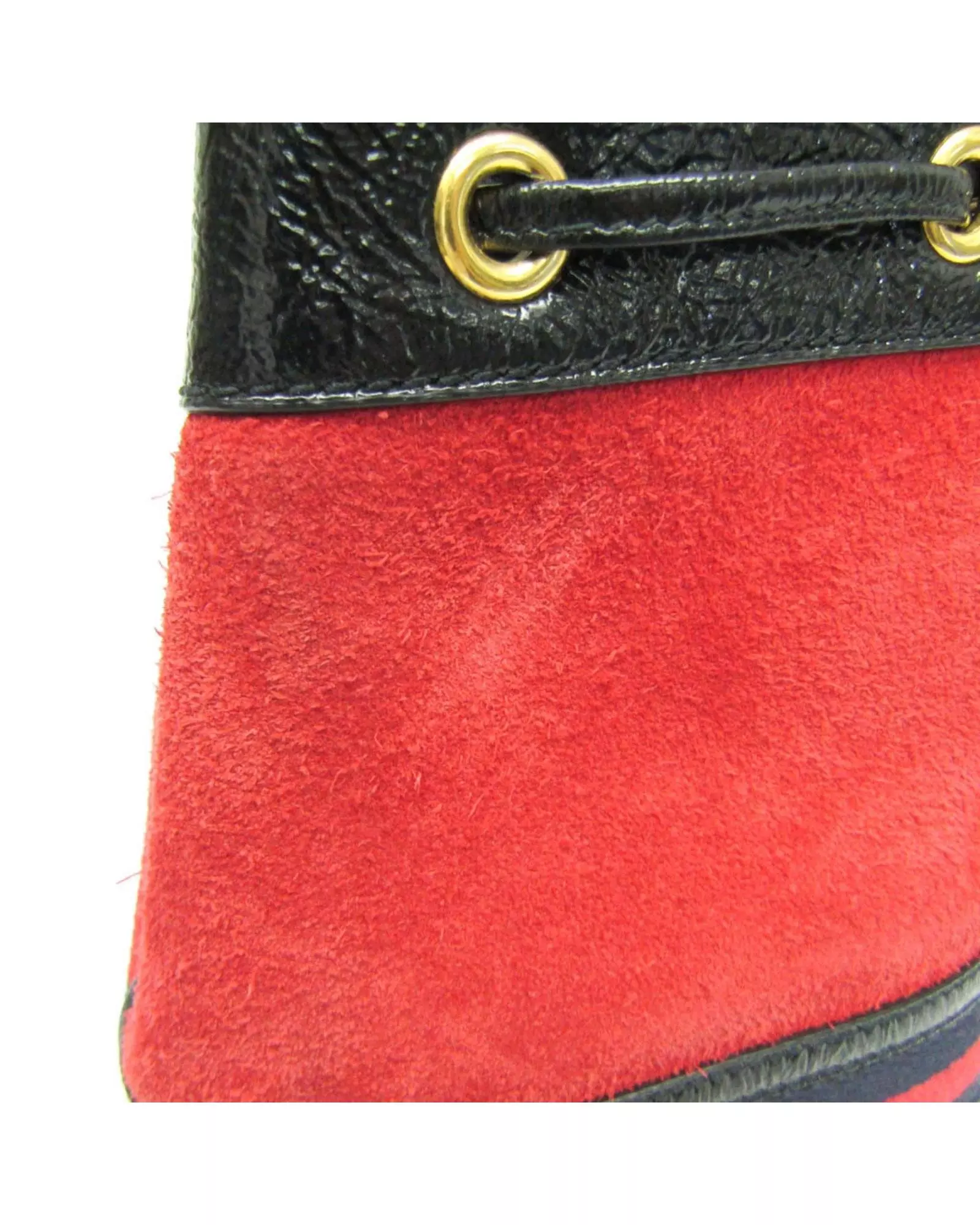 Preloved Vintage Suede Bucket Bag Red Black Wo Shoulder Bags alternative image