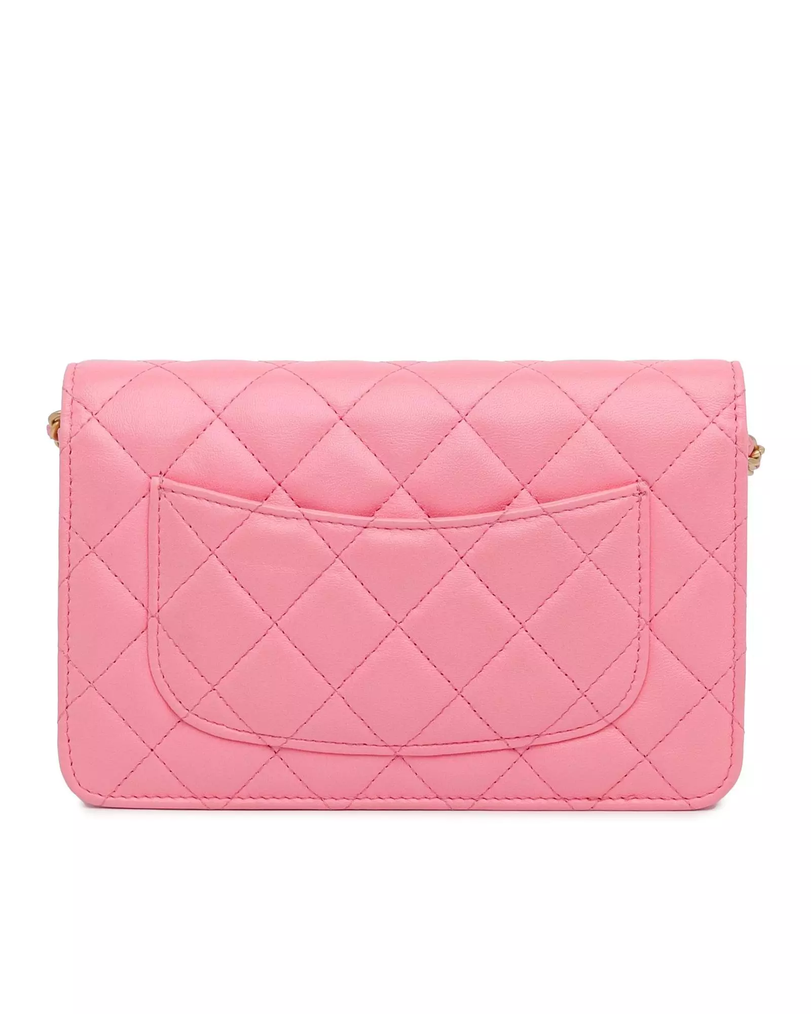 Preloved Quilted Lambskin Leather Wallet on Chain with CC Turn Lock Closure Karen Millen