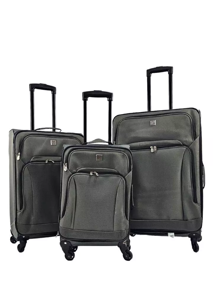 Grey Lightweight Suitcases 4 Wheel Luggage Travel Cases Soft Bags Cabin Set alternative image