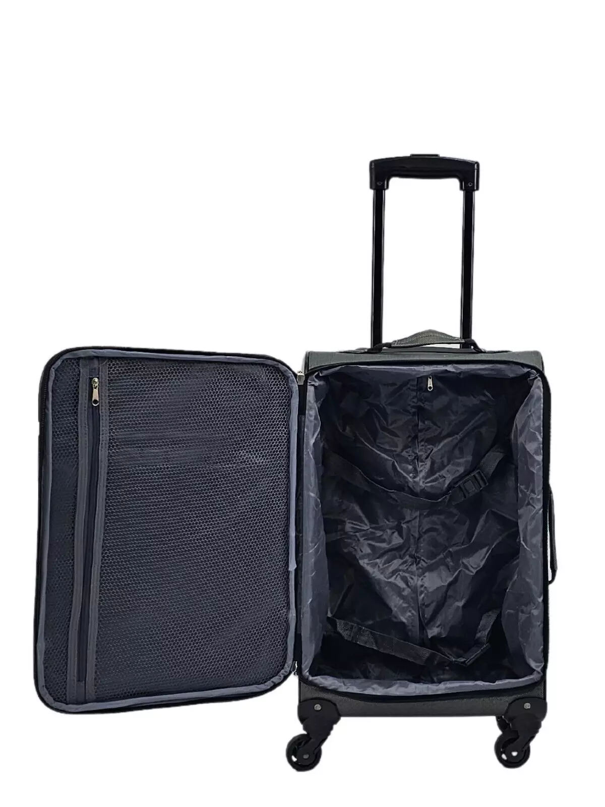 Grey Lightweight Suitcases 4 Wheel Luggage Travel Cases Soft Bags Cabin Set alternative image