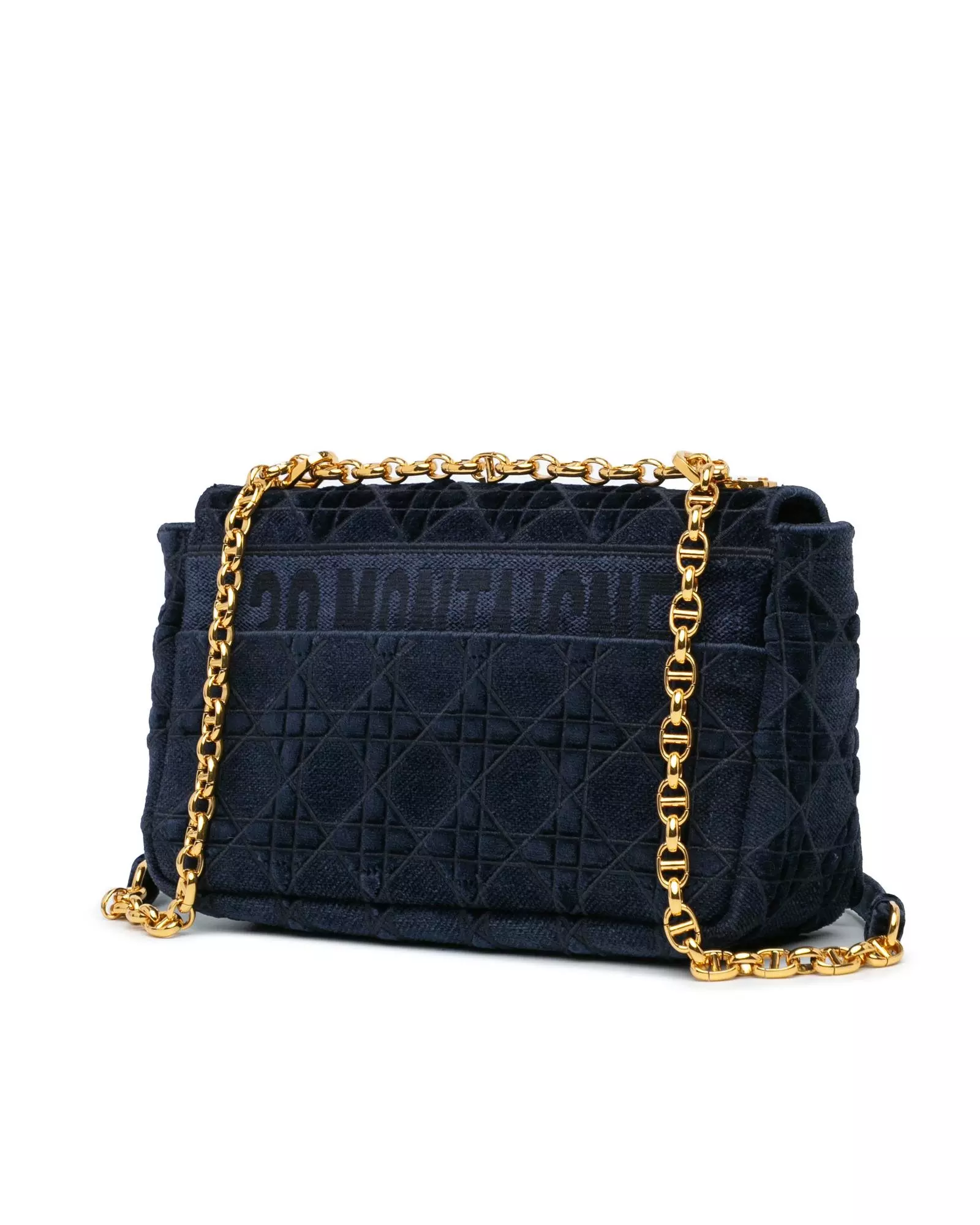 Preloved Caro Quilted Velvet Crossbody Bag Navy Blue Authentic Karen Millen