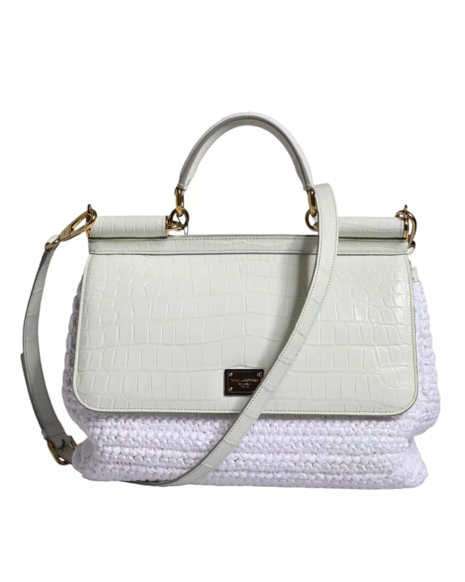 CrocEmbossed Raffia Handbag Wo - White Crossbody Bags alternative image