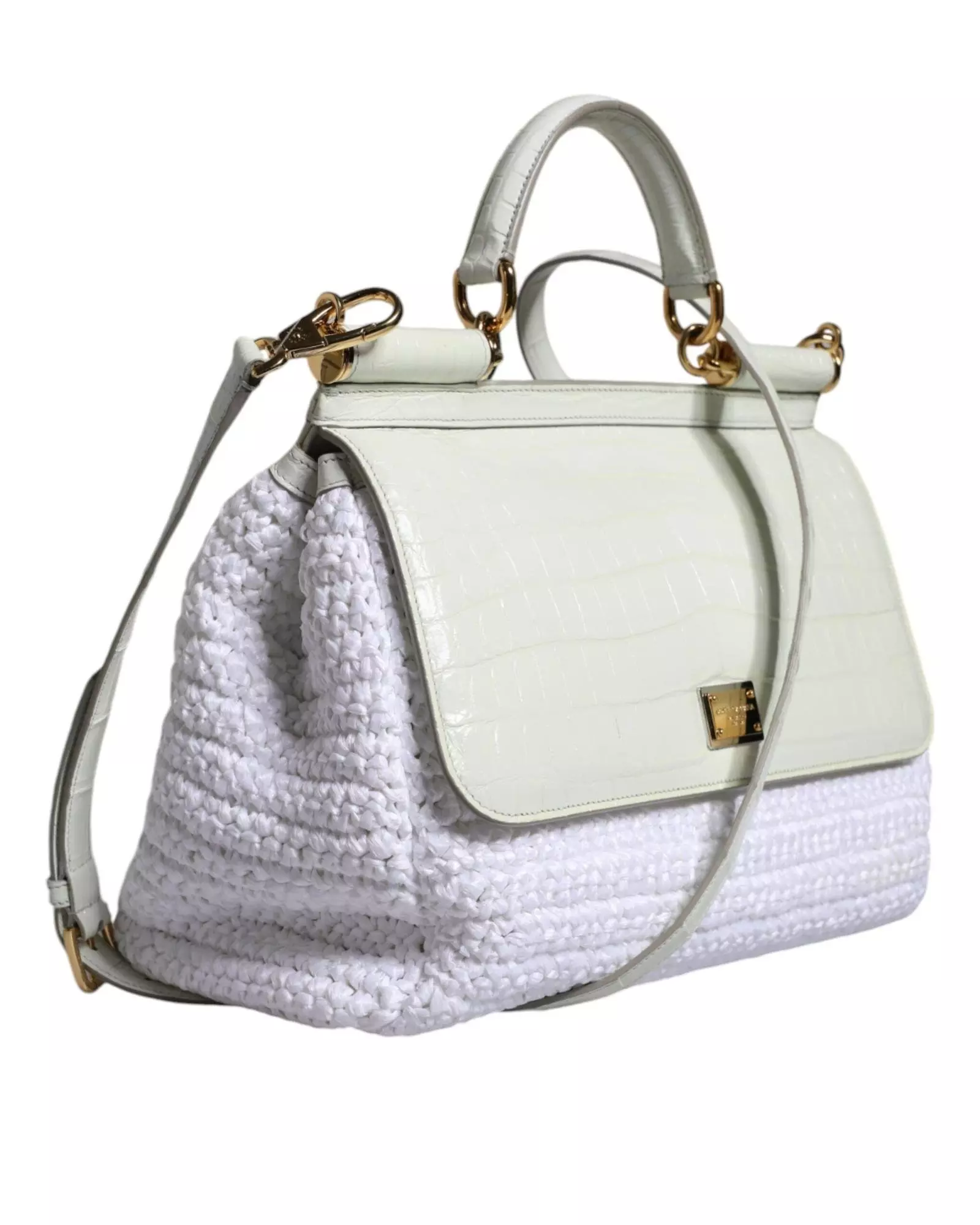 CrocEmbossed Raffia Handbag Wo - White Crossbody Bags alternative image