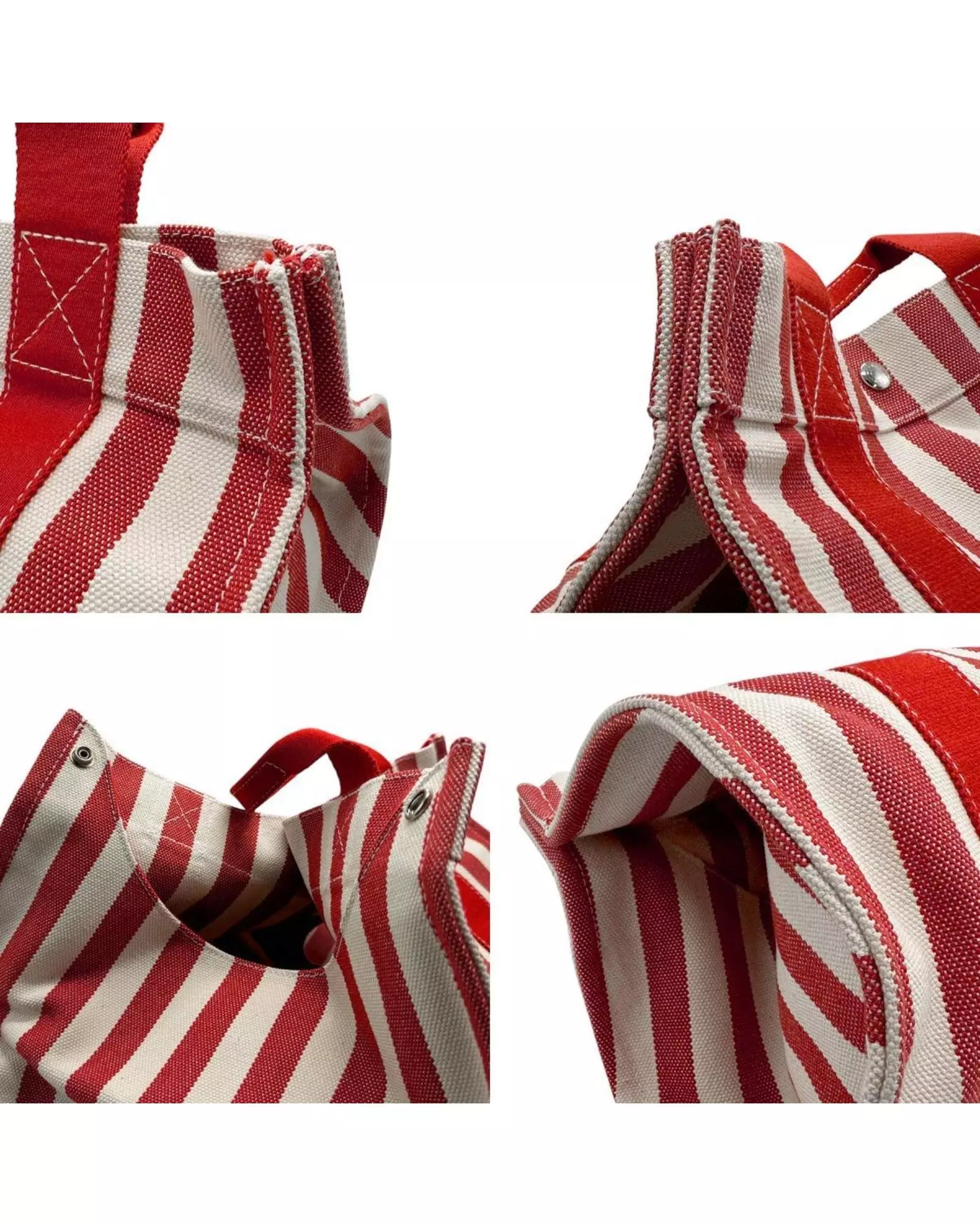 Preloved Petit H Striped Canvas Tote Wo - Red Handbags alternative image