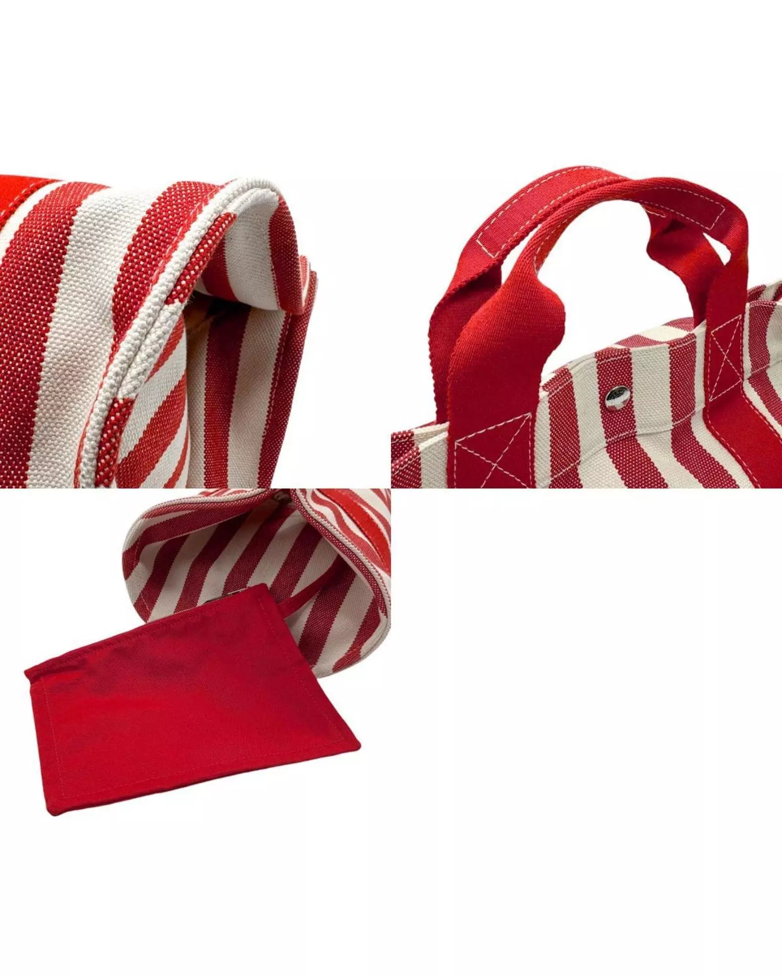Preloved Petit H Striped Canvas Tote Wo - Red Handbags alternative image
