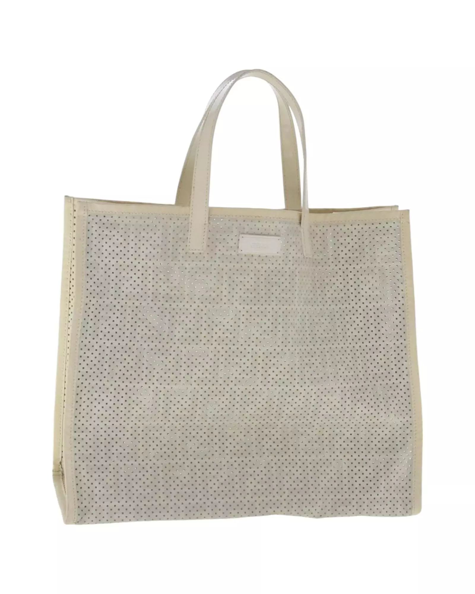 Preloved Perforated Leather Tote 8BH372 Style Wo - White Tote Bags alternative image