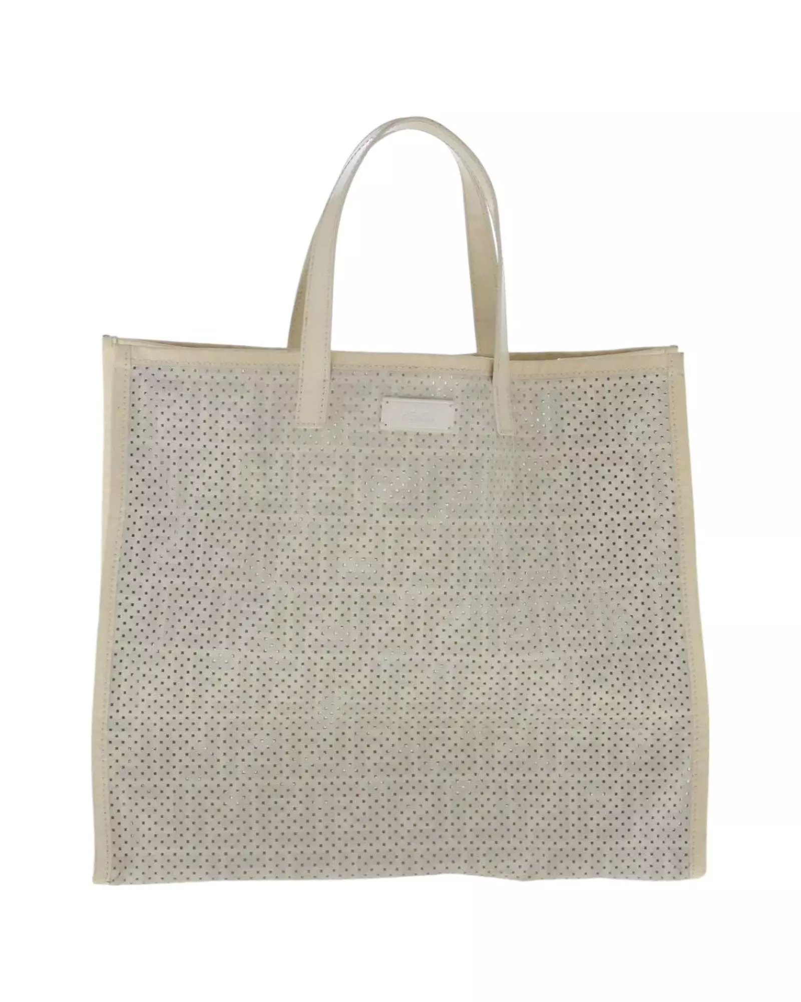 Preloved Perforated Leather Tote 8BH372 Style Wo - White Tote Bags alternative image