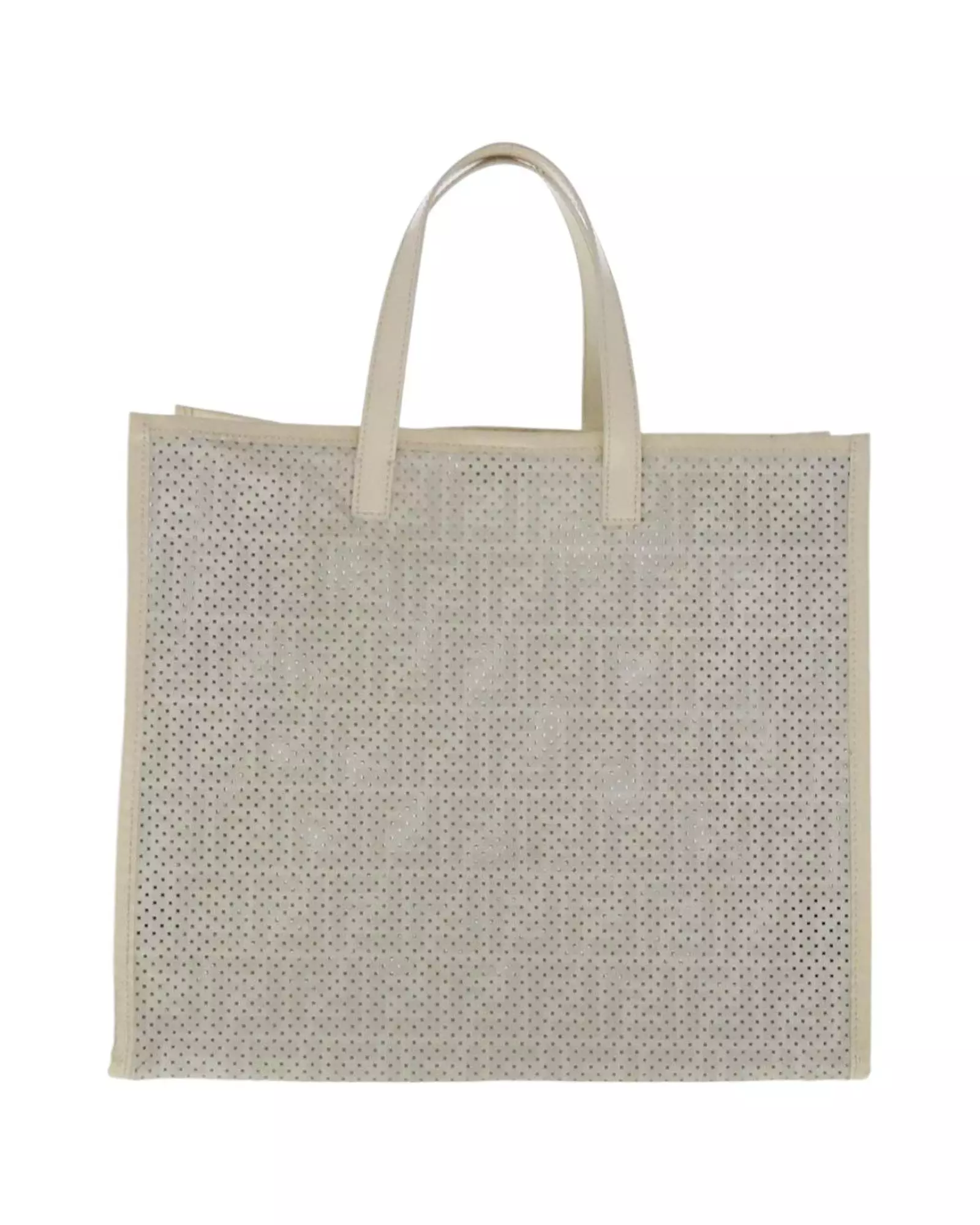 Preloved Perforated Leather Tote 8BH372 Style Wo - White Tote Bags alternative image