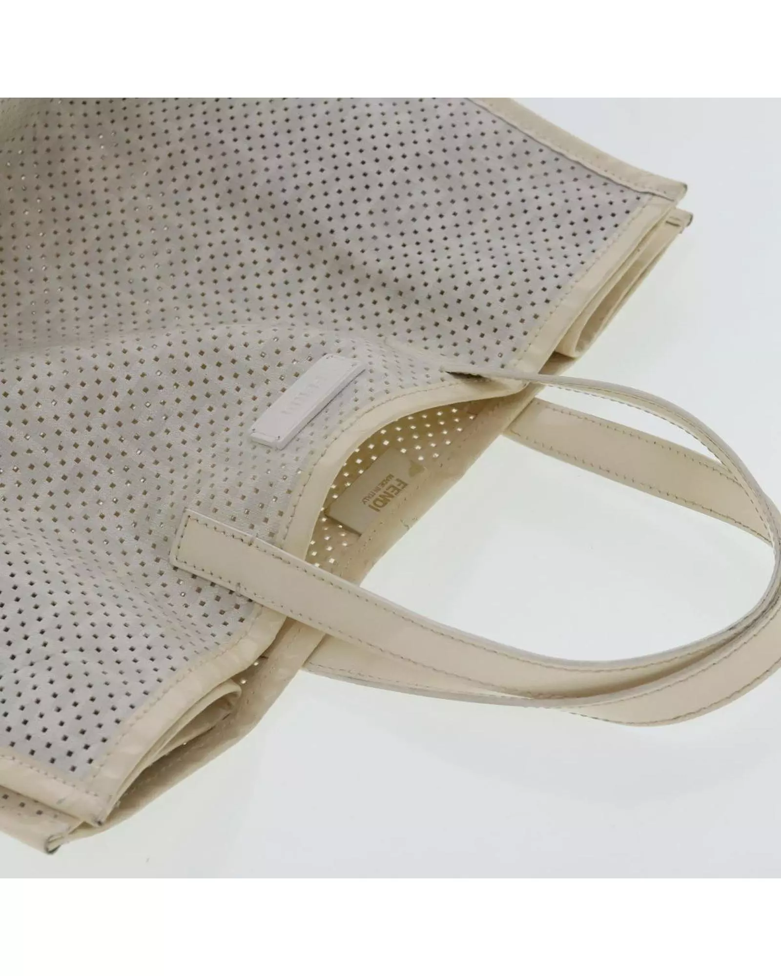 Preloved Perforated Leather Tote 8BH372 Style Wo - White Tote Bags alternative image