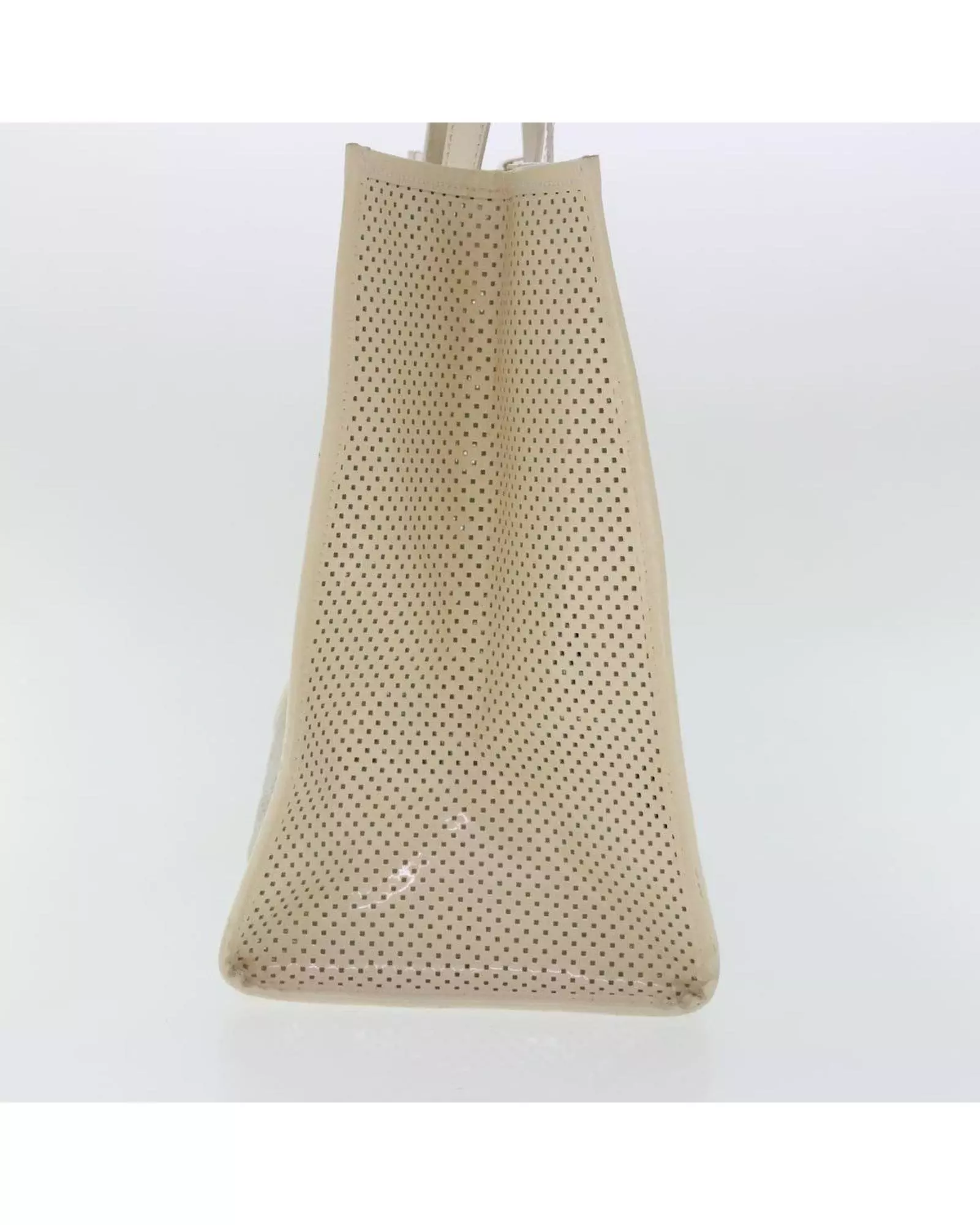 Preloved Perforated Leather Tote 8BH372 Style Wo - White Tote Bags alternative image