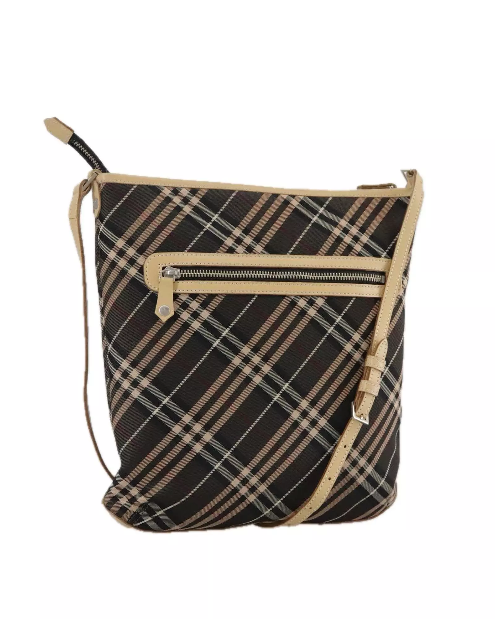 Preloved Crossbody Bag Plaid Pattern Wo - Brown Shoulder Bags alternative image