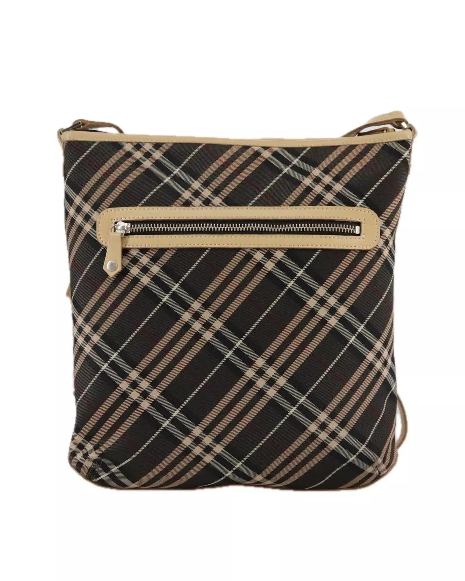 Preloved Crossbody Bag Plaid Pattern Wo - Brown Shoulder Bags alternative image