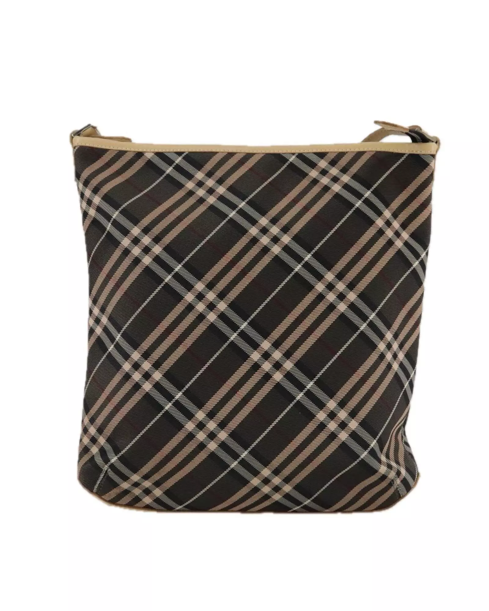 Preloved Crossbody Bag Plaid Pattern Wo - Brown Shoulder Bags alternative image