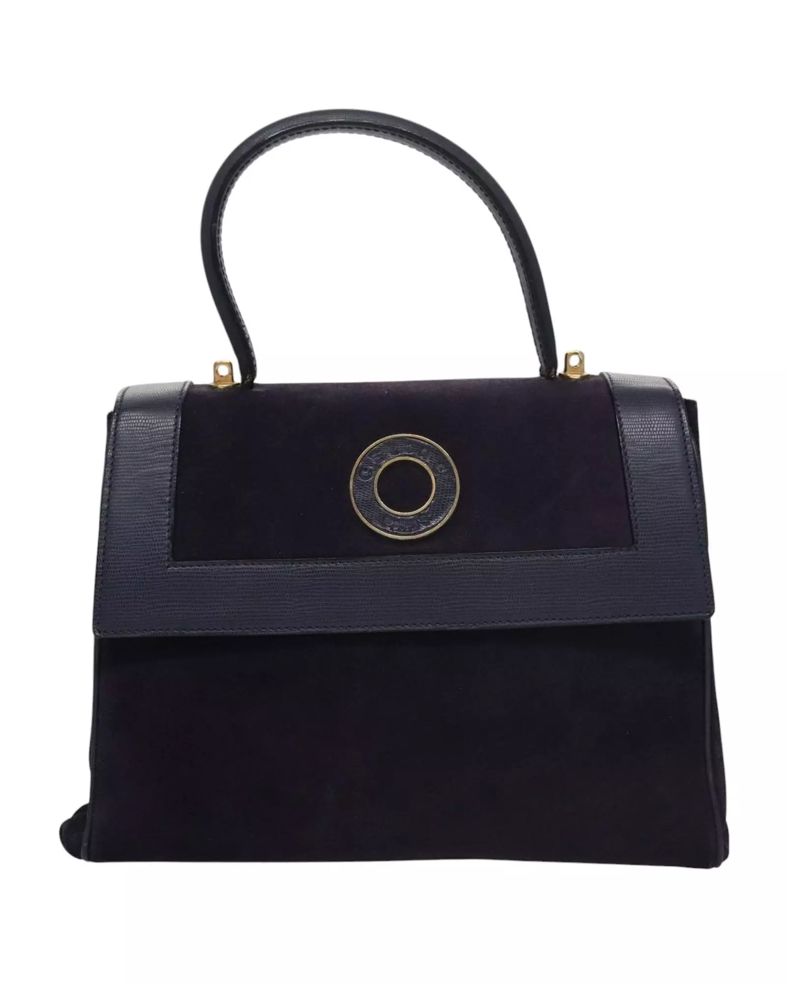 Preloved Vintage Top Handle Suede Leather Handbag Wo - Purple alternative image