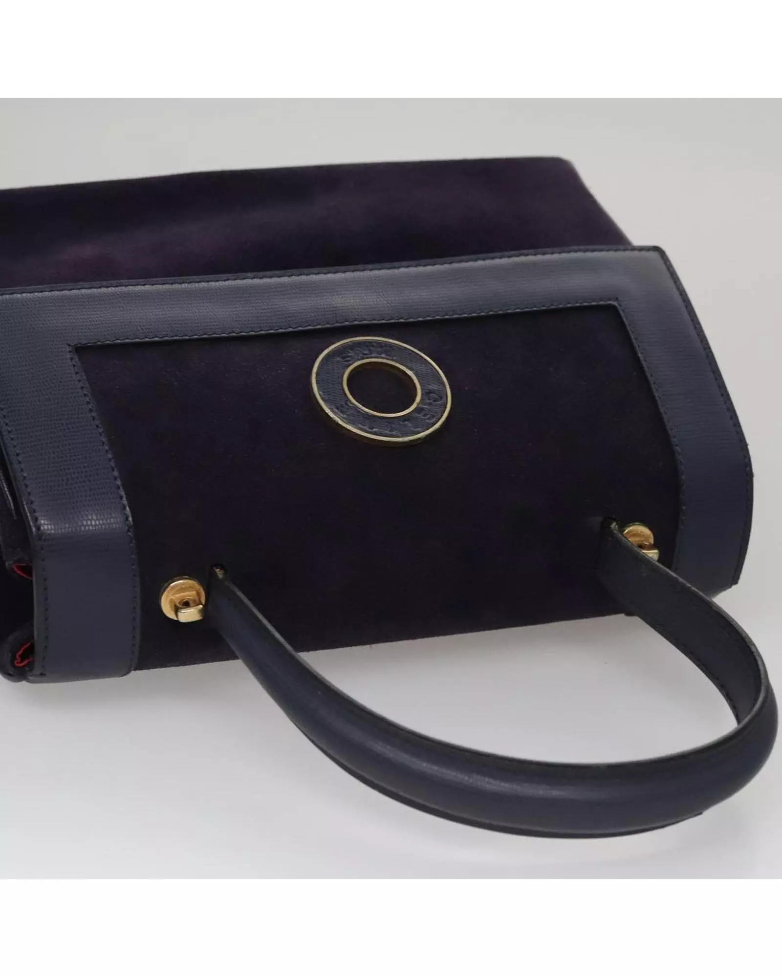 Preloved Vintage Top Handle Suede Leather Handbag Wo - Purple alternative image