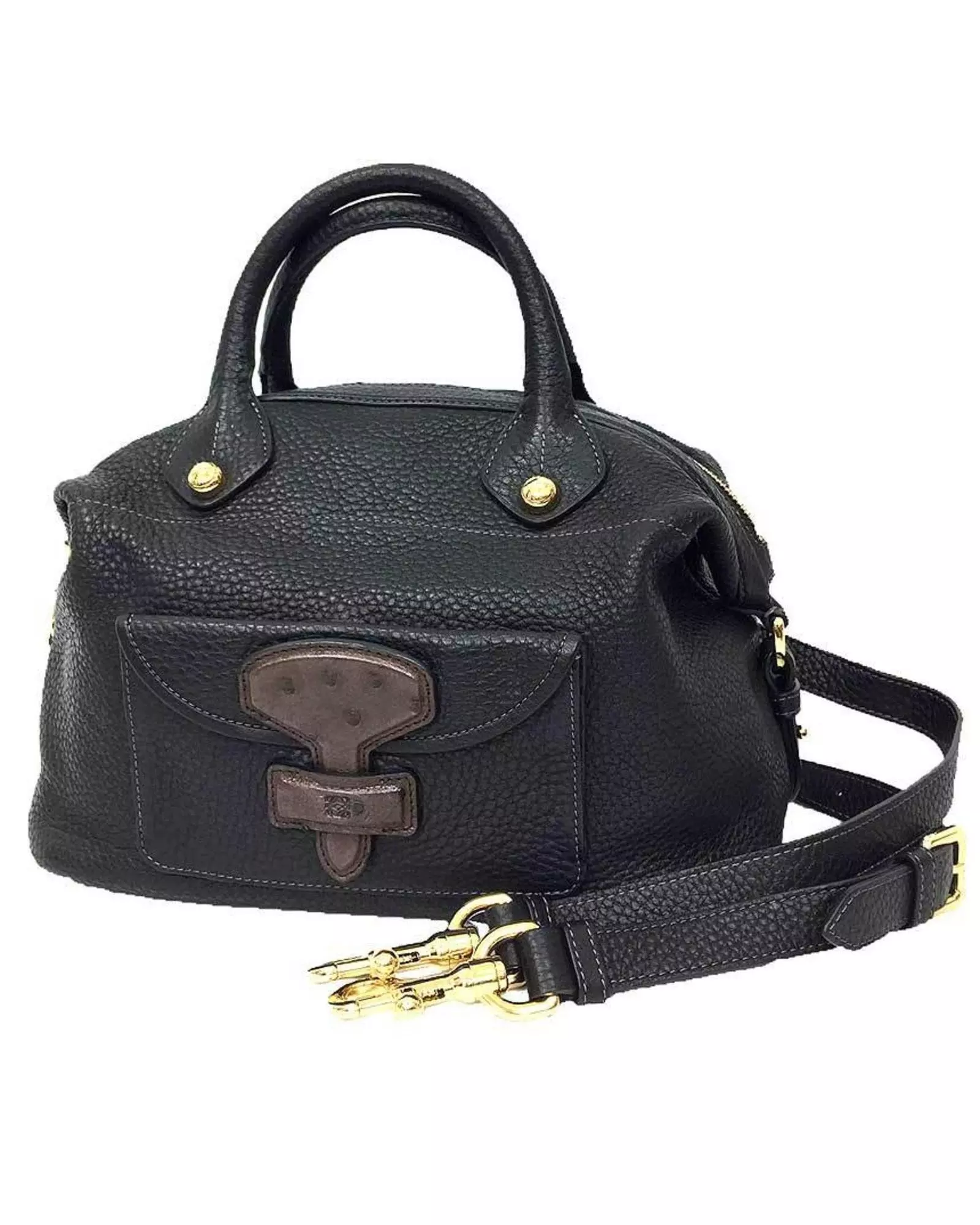 Preloved Pebbled Leather Satchel Handbag Women - Black alternative image