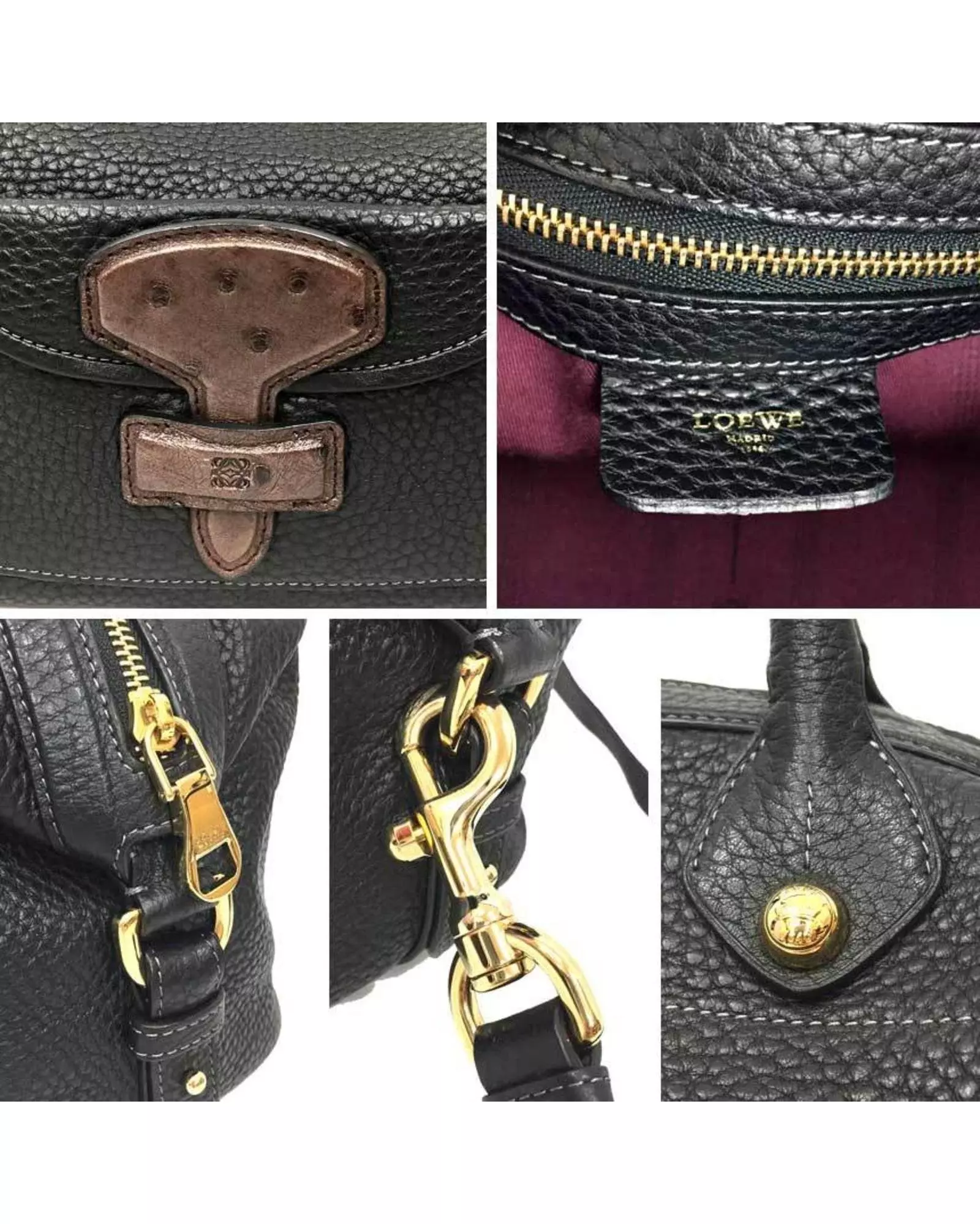 Preloved Pebbled Leather Satchel Handbag Women - Black alternative image