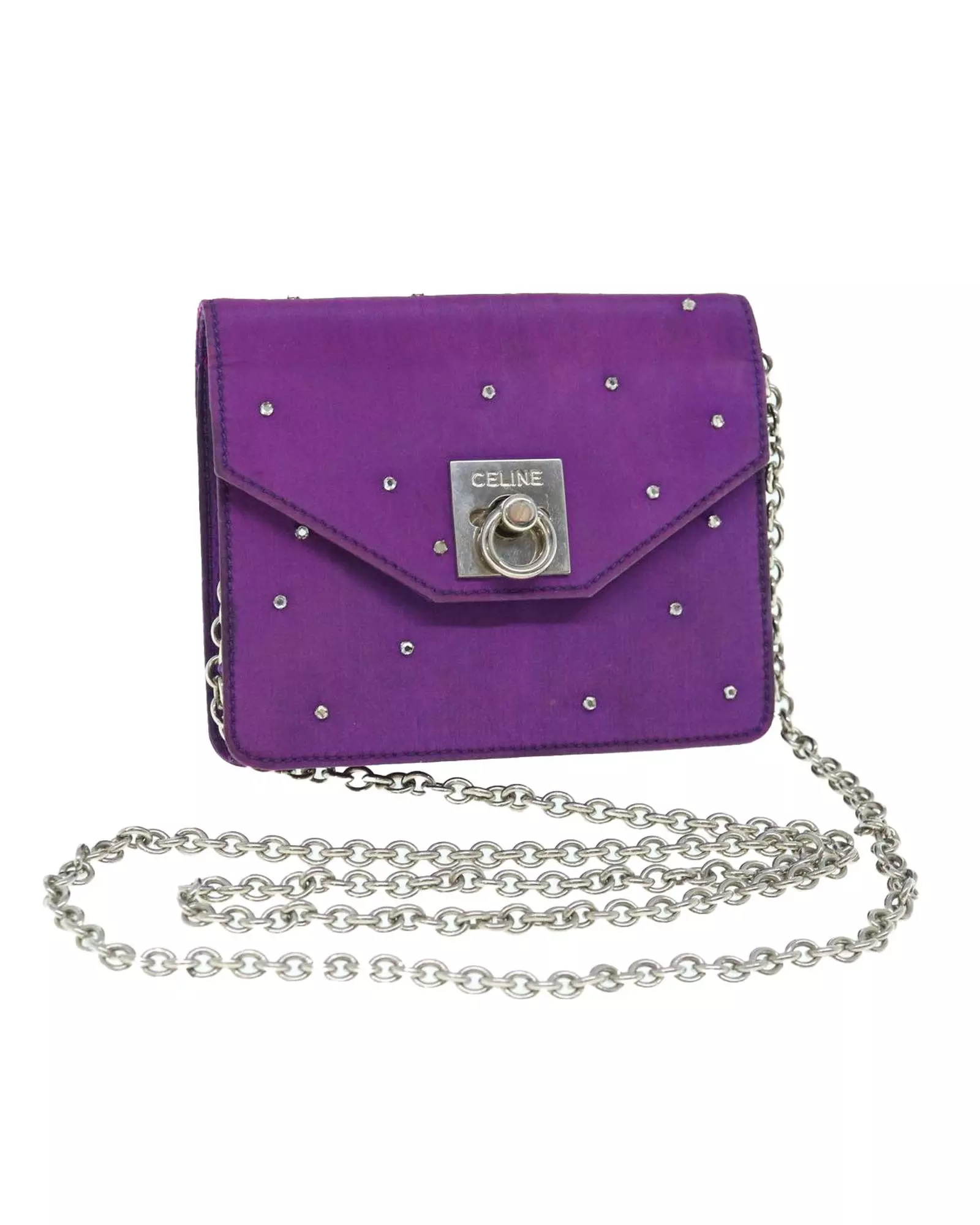 Preloved Purple Satin Chain Wallet Studded Detail Women Wallets alternative image