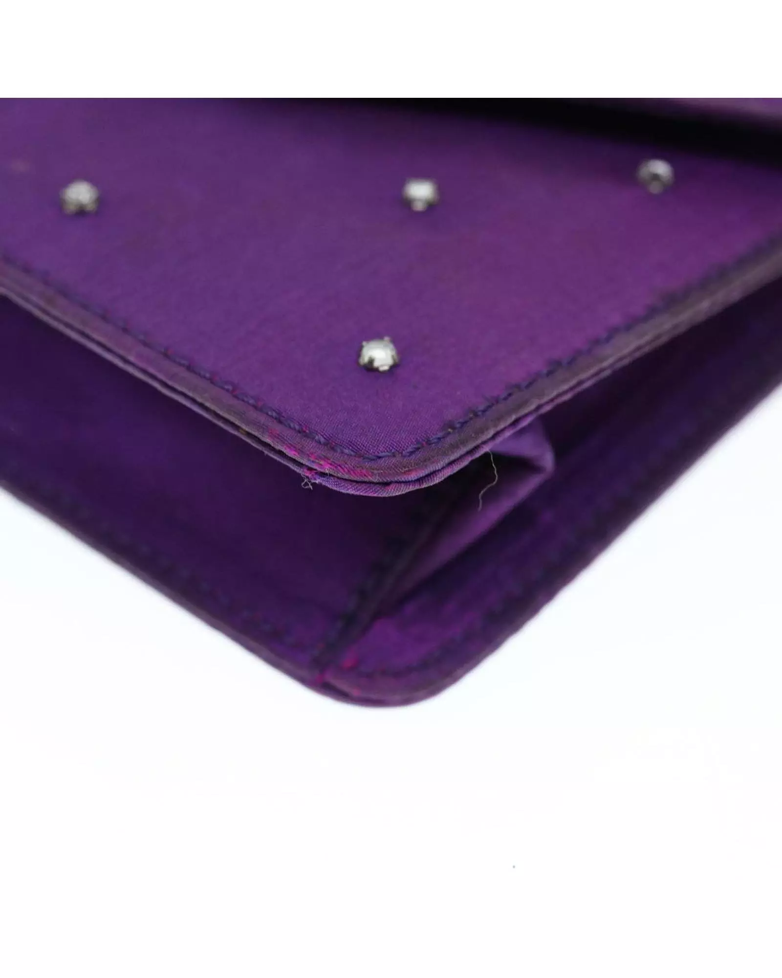 Preloved Purple Satin Chain Wallet Studded Detail Women Wallets alternative image