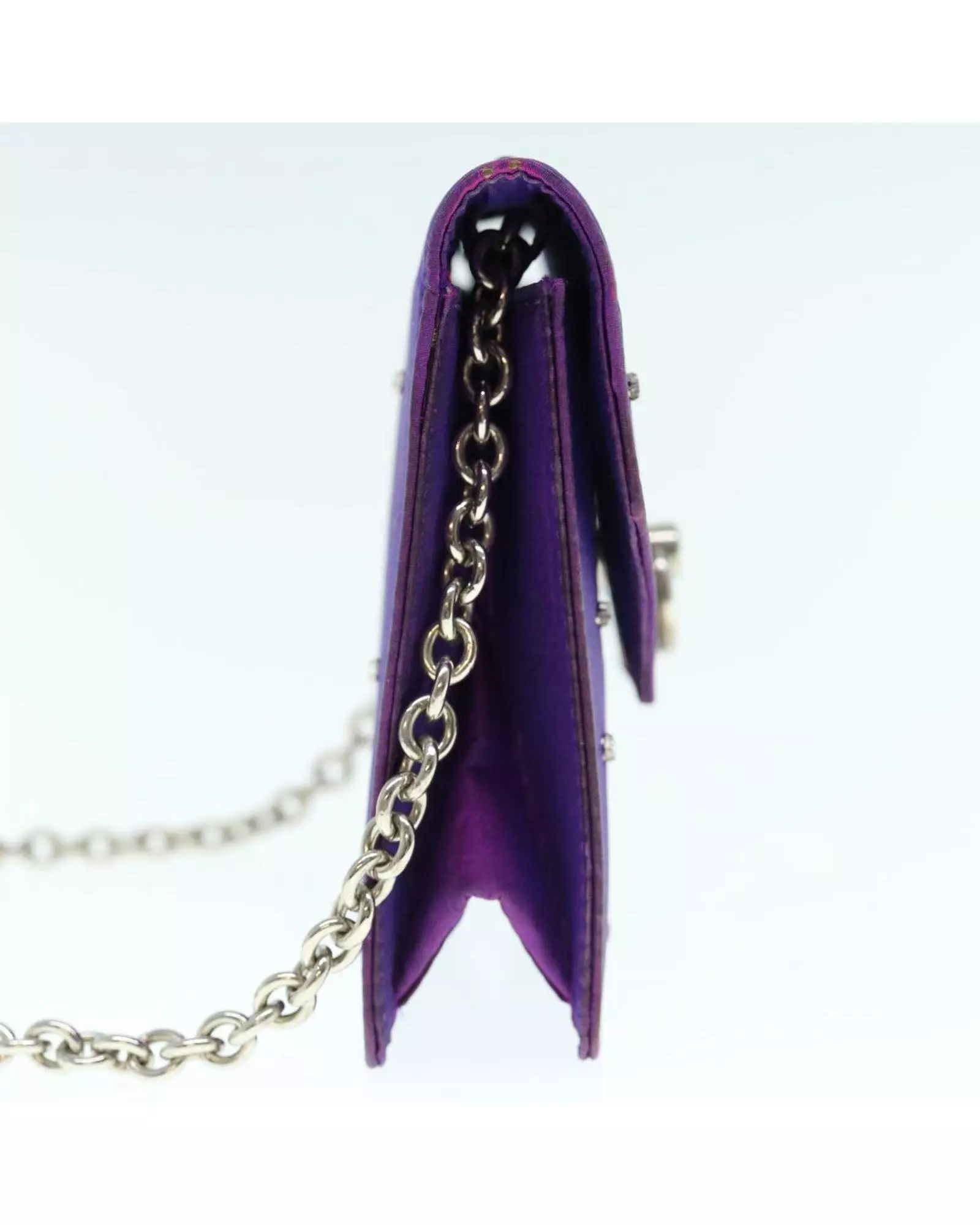 Preloved Purple Satin Chain Wallet Studded Detail Women Wallets alternative image