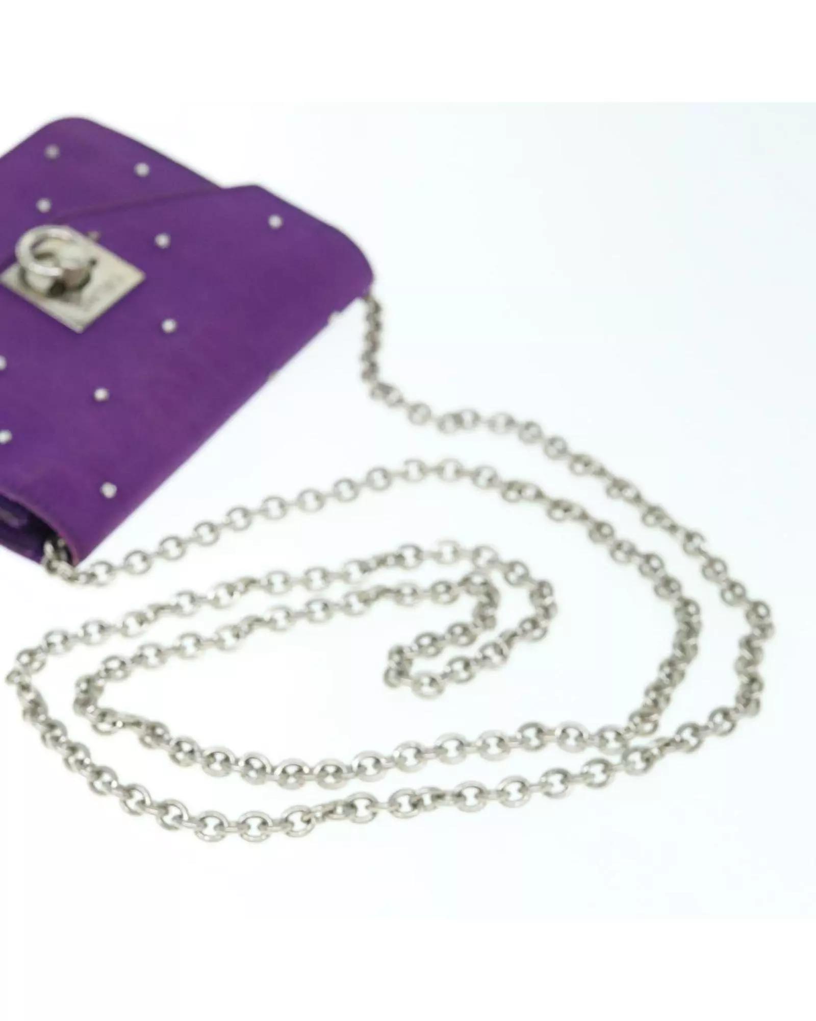 Preloved Purple Satin Chain Wallet Studded Detail Women Wallets alternative image