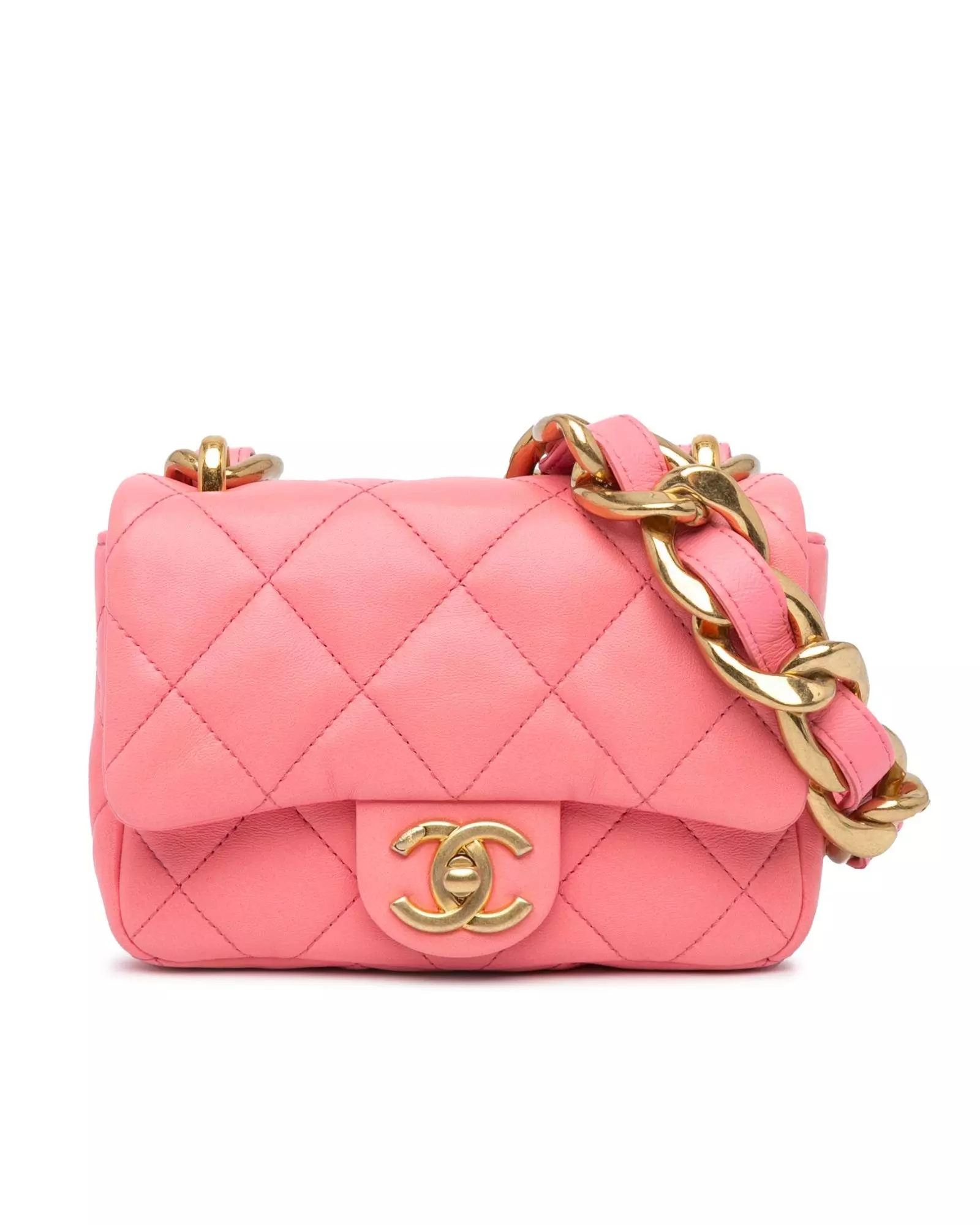 Preloved Mini Quilted Lambskin Flap Bag with Chain Strap and CC Karen Millen