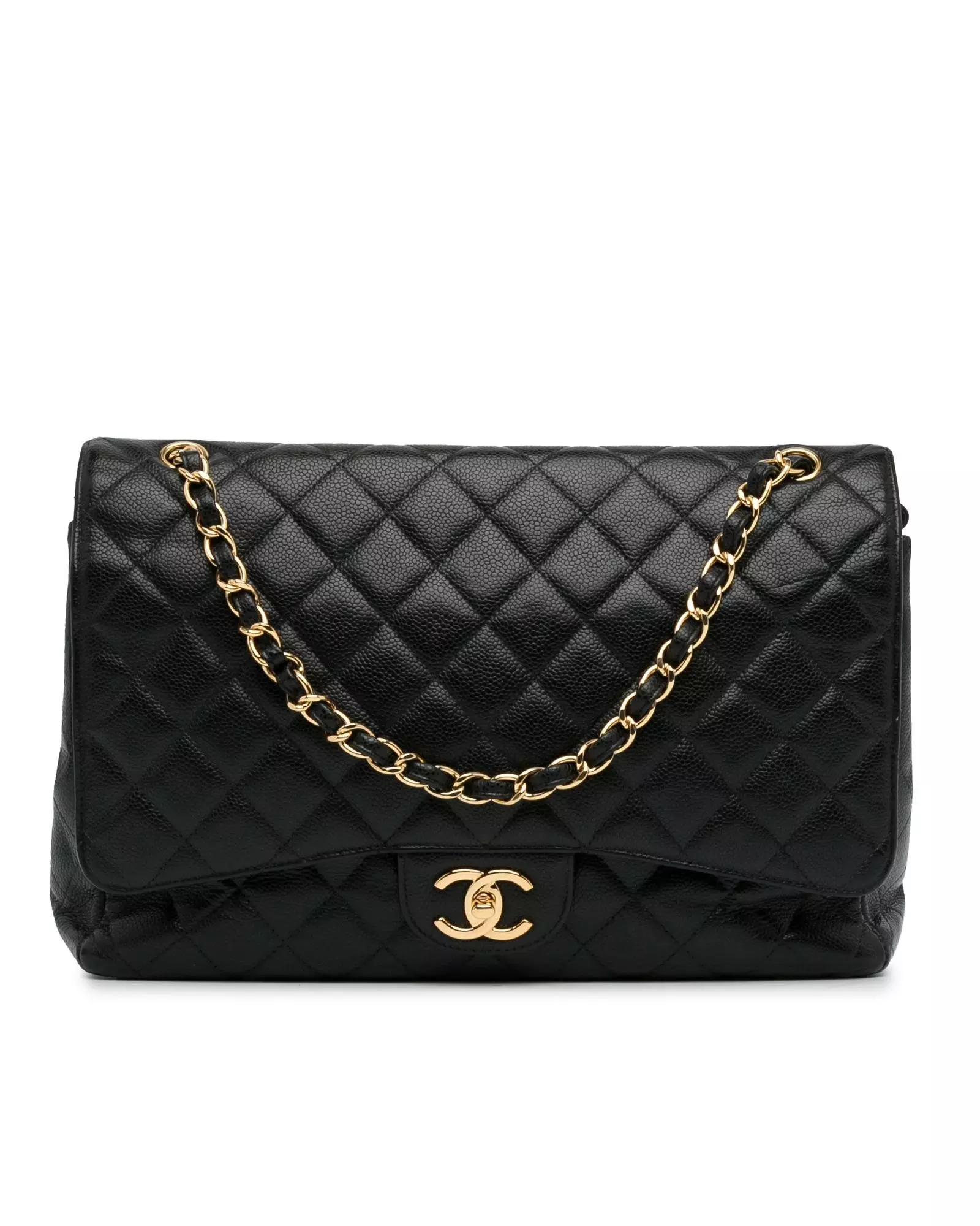 Preloved Quilted Leather Double Flap Shoulder Bag with Chain Straps Karen Millen