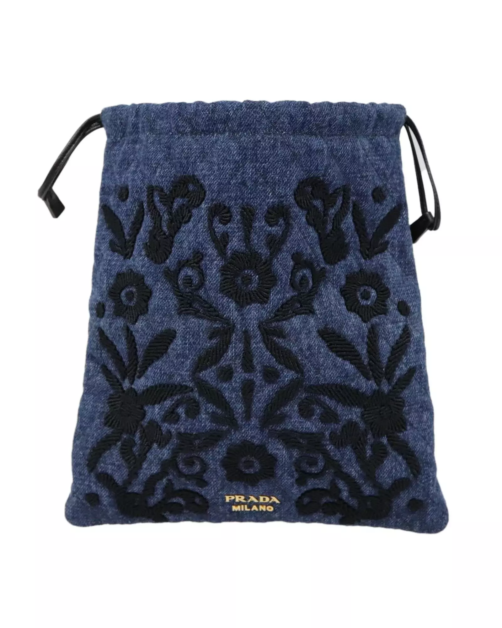 Preloved Denim Clutch Floral Embroidery Wo - Navy Clutch Bags alternative image