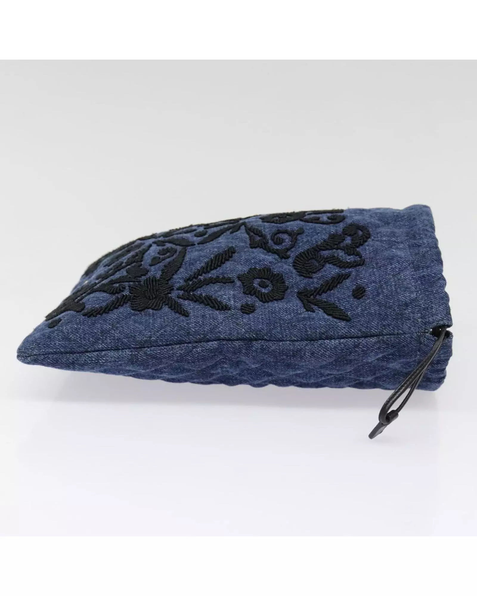 Preloved Denim Clutch Floral Embroidery Wo - Navy Clutch Bags alternative image