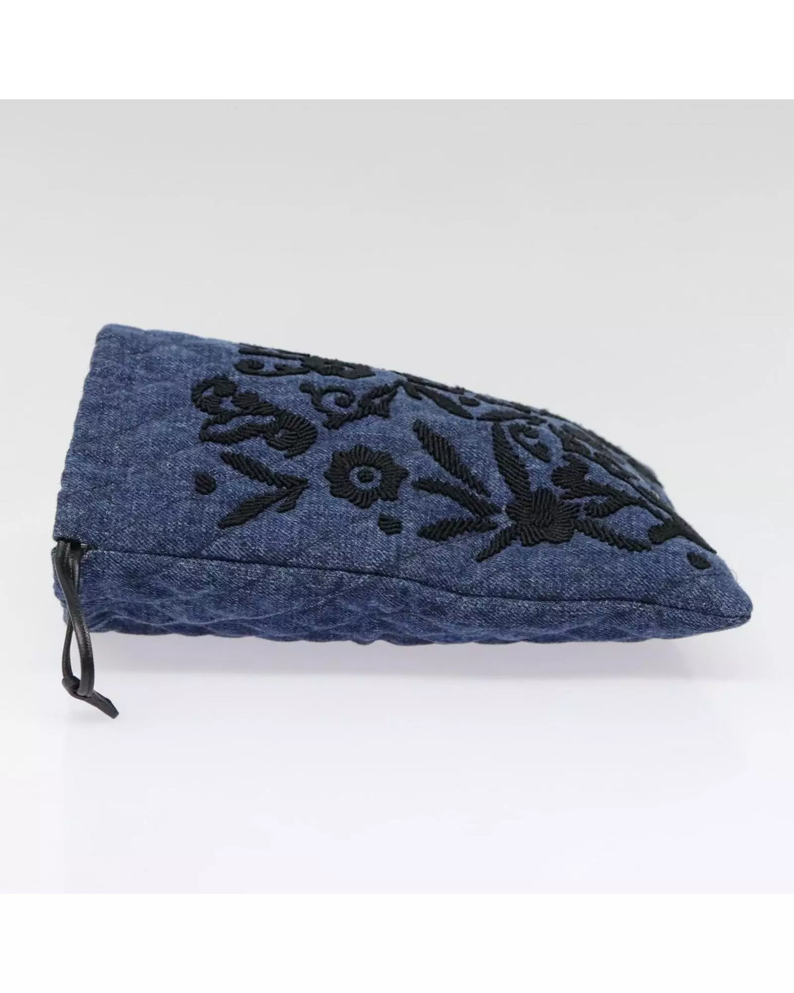 Preloved Denim Clutch Floral Embroidery Wo - Navy Clutch Bags alternative image