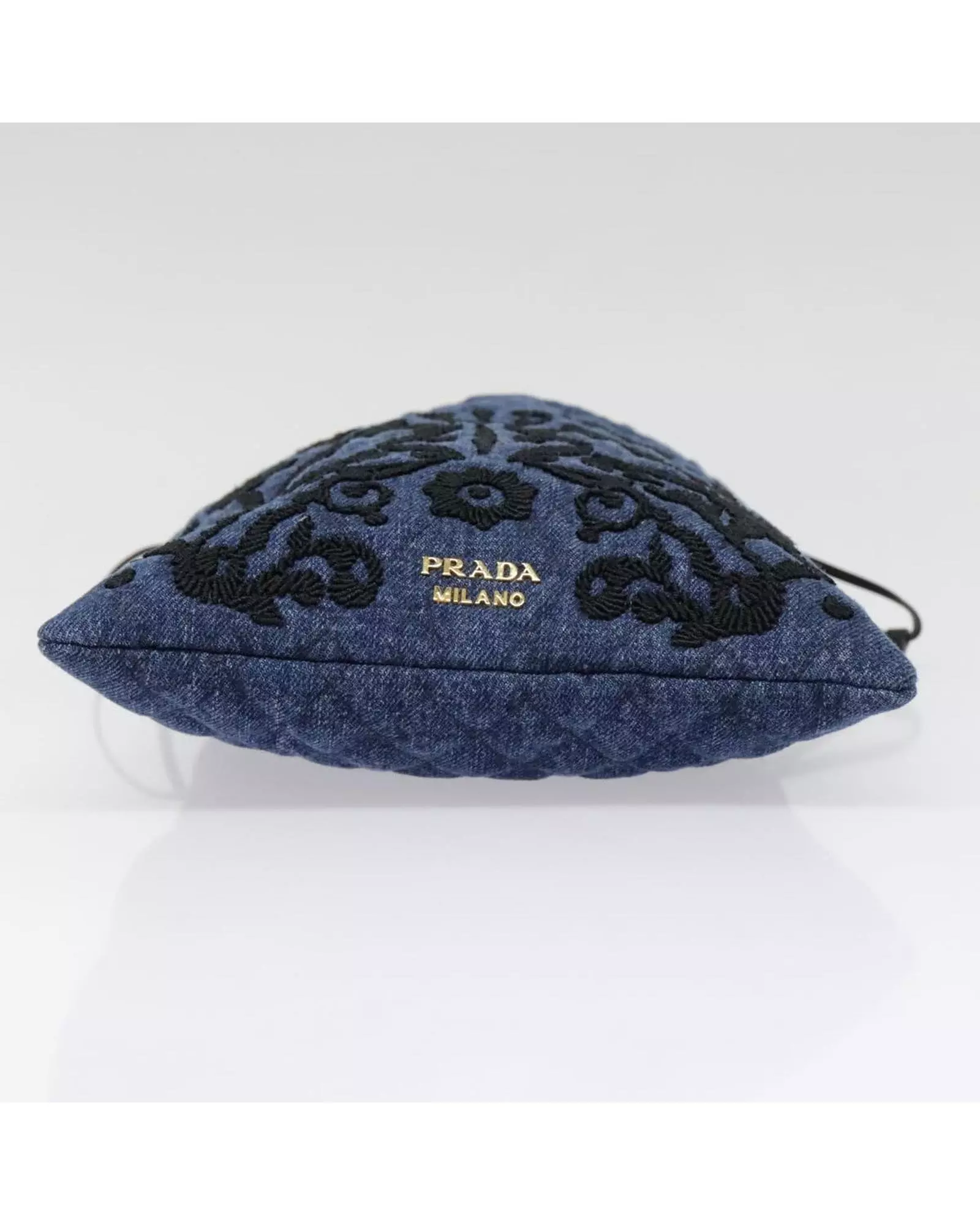 Preloved Denim Clutch Floral Embroidery Wo - Navy Clutch Bags alternative image