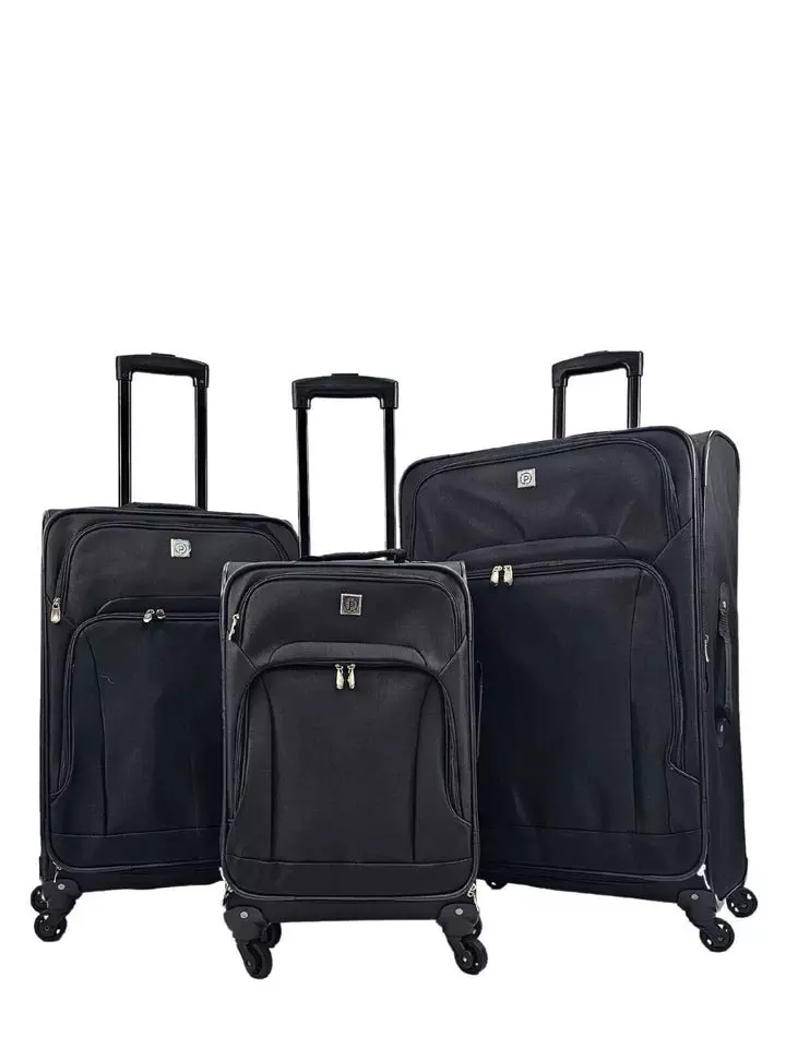 True black Black Lightweight Suitcases 4 Wheel Luggage Travel Cases Soft Bags Cabin Set alternative image