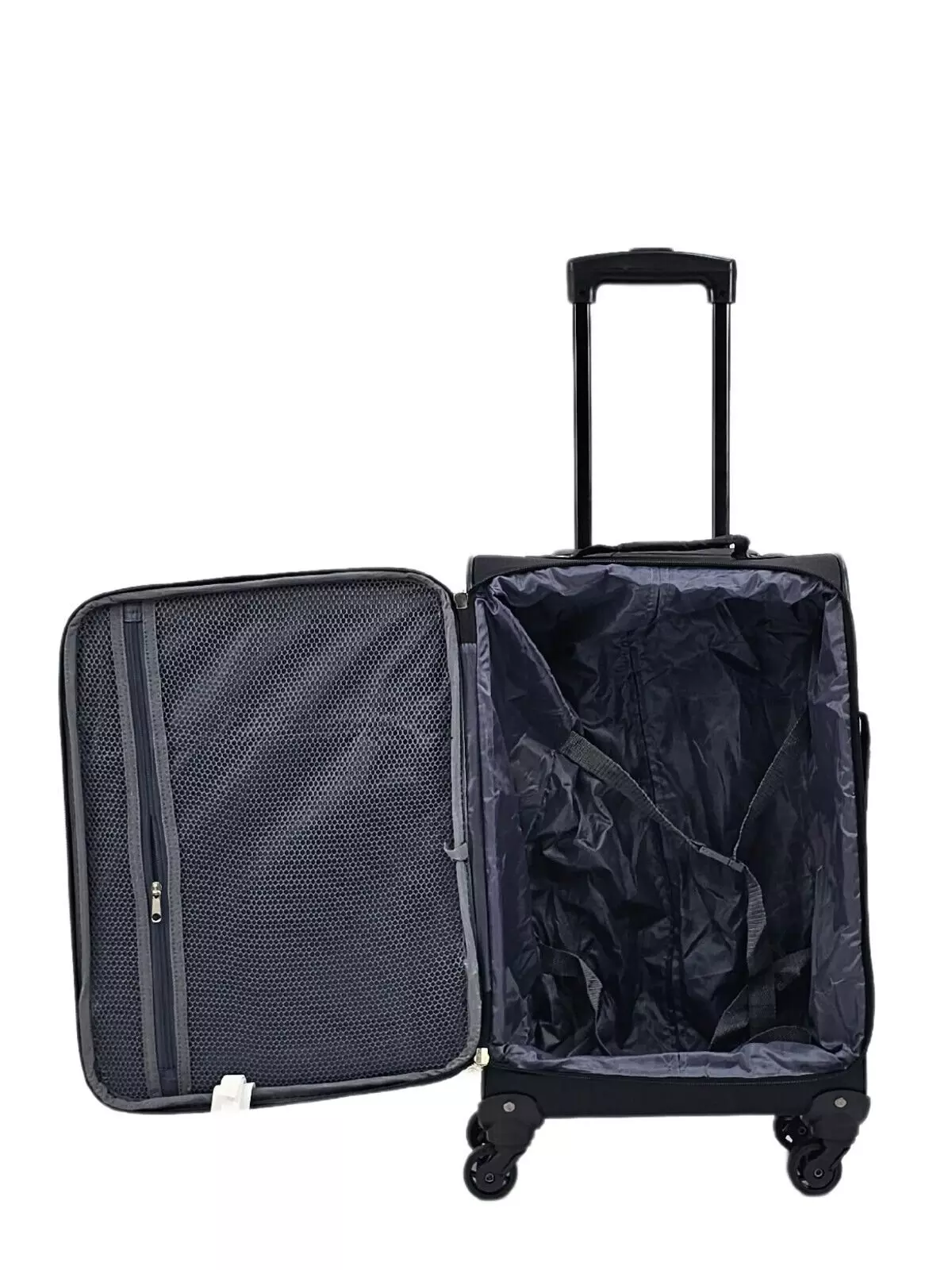 True black Black Lightweight Suitcases 4 Wheel Luggage Travel Cases Soft Bags Cabin Set alternative image