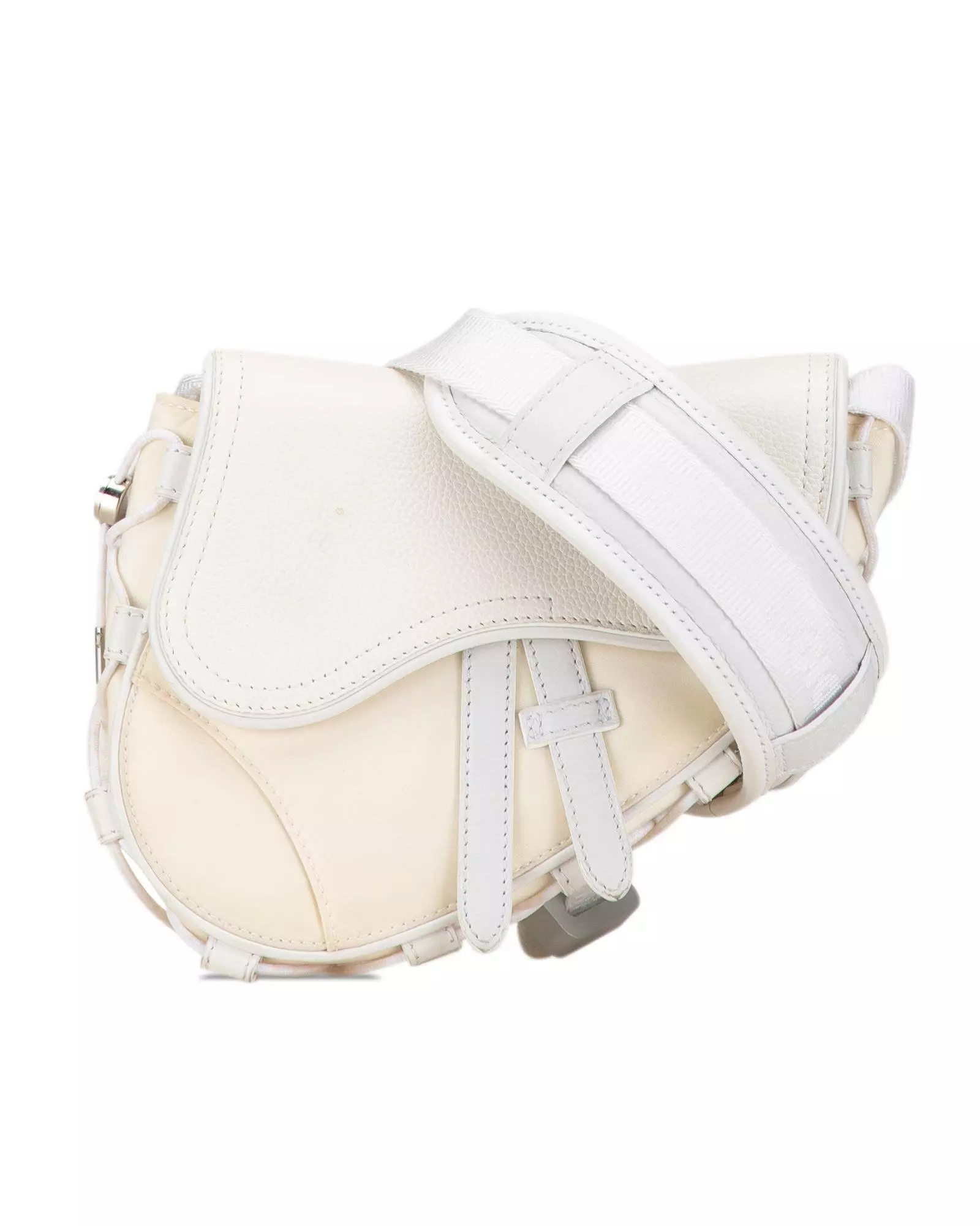 Preloved Saddle Bag White Leather Crossbody Karen Millen