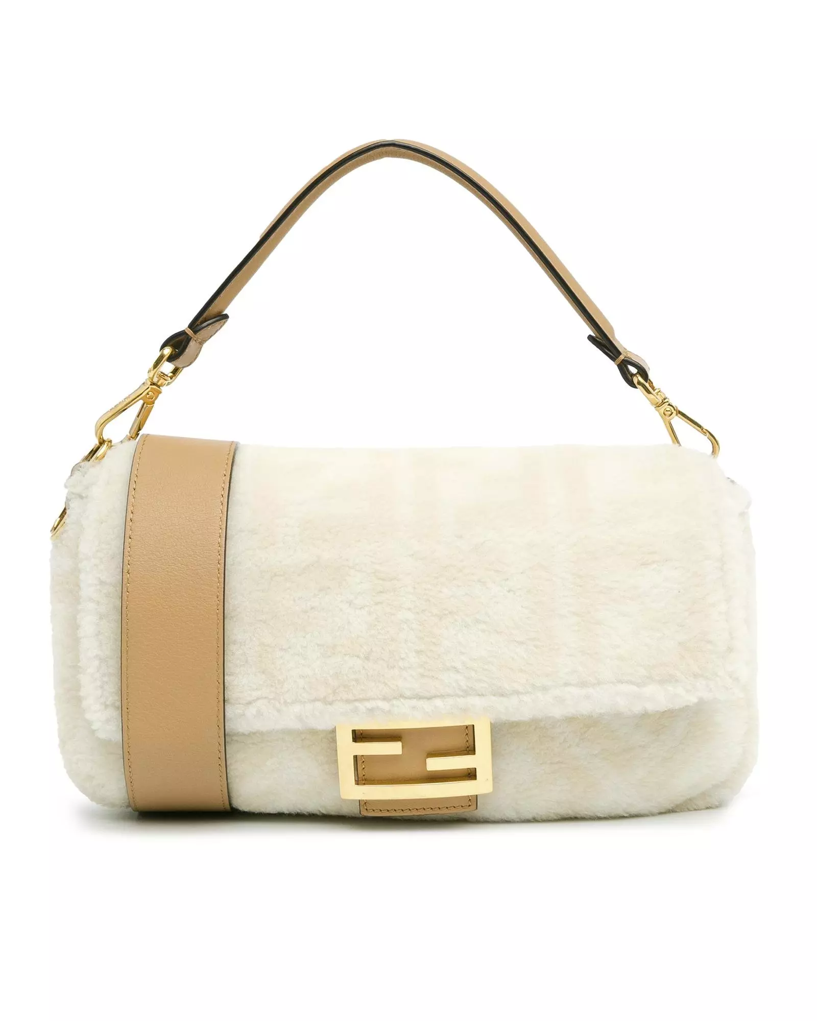 Preloved Baguette Sherpa Messenger Bag Women - White alternative image