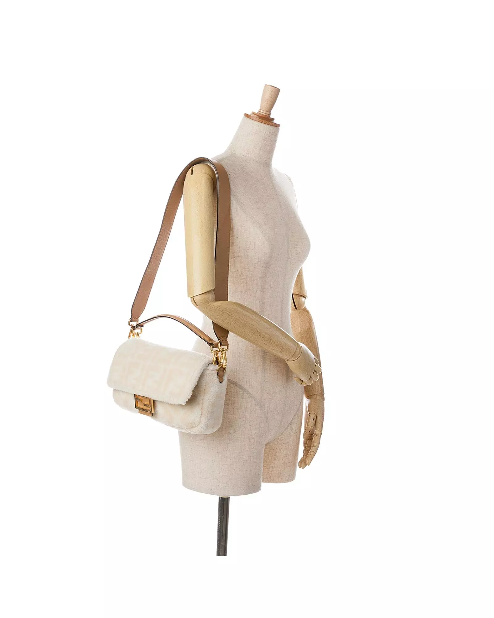 Preloved Baguette Sherpa Messenger Bag Women - White alternative image
