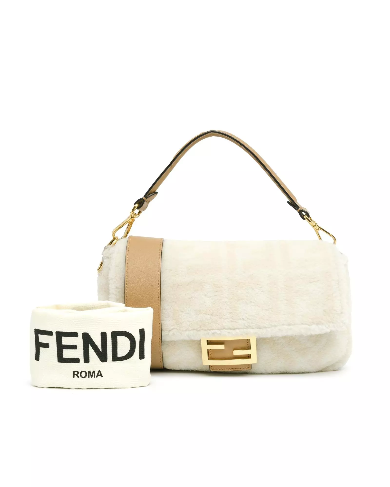 Preloved Baguette Sherpa Messenger Bag Women - White alternative image