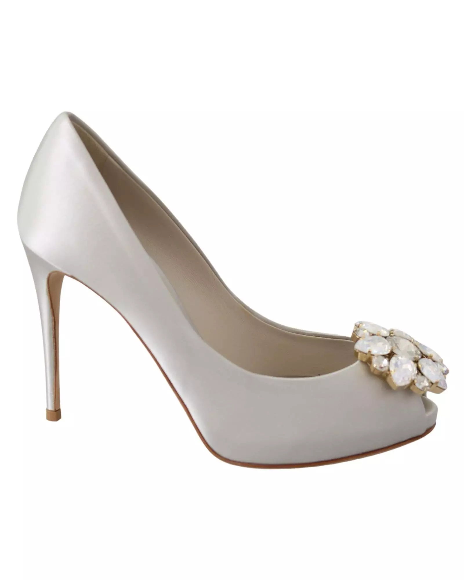Crystal Embellished PeepToe Pumps Women - White alternative image