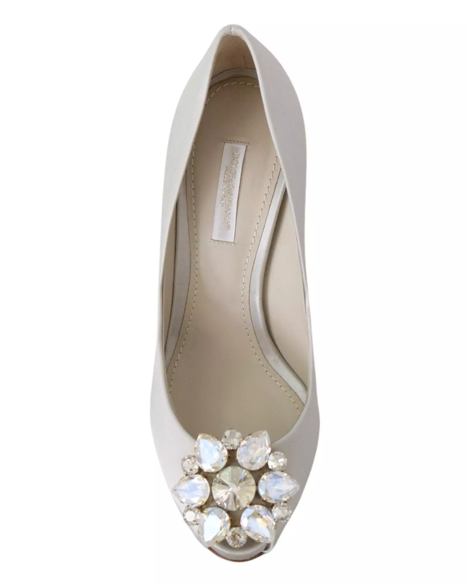 Crystal Embellished PeepToe Pumps Women - White alternative image