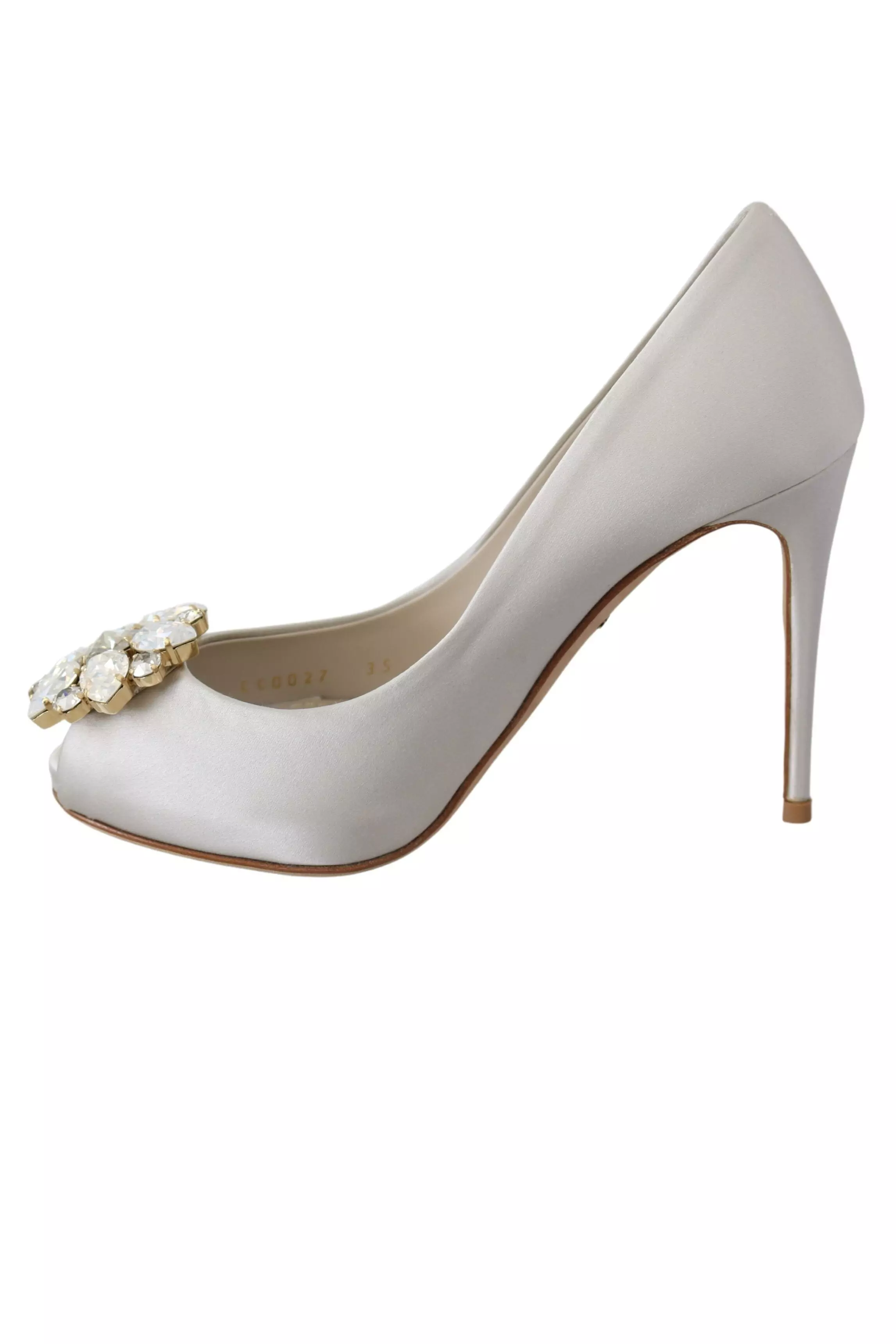 Crystal Embellished PeepToe Pumps Women - White alternative image