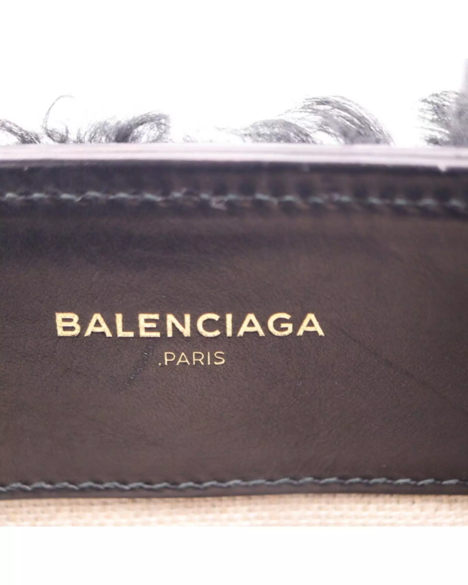 Preloved Shearling Tote Bag with Card Holder Wo - Black Handbags alternative image