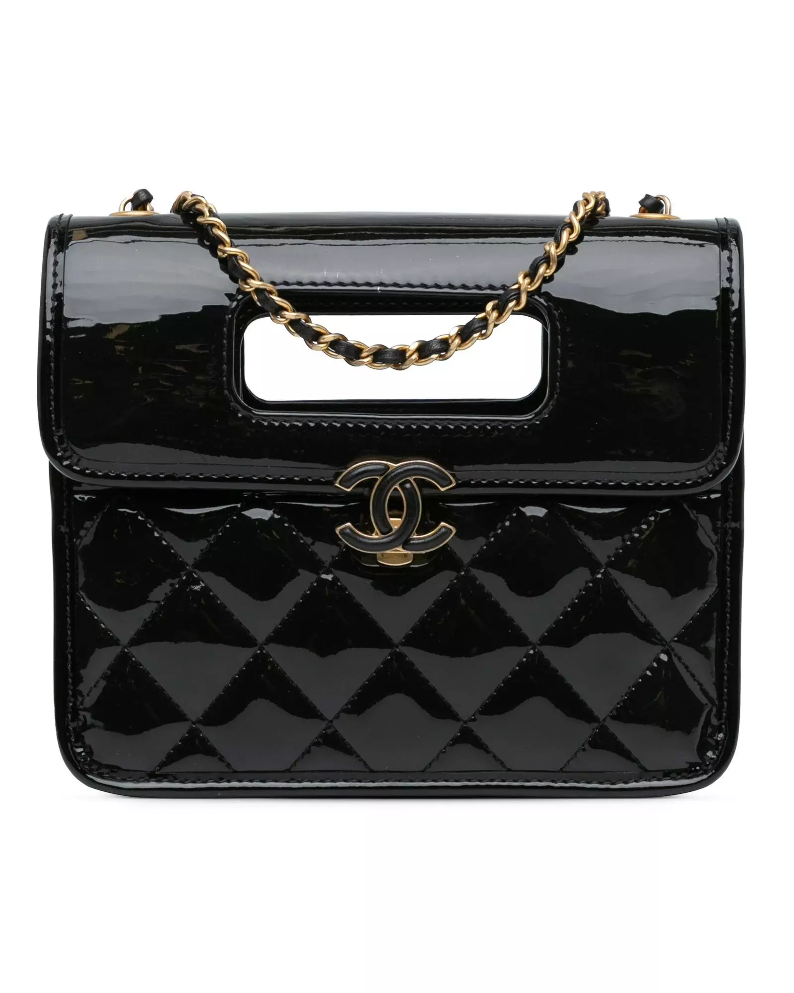 Preloved Patent Leather Quilted Shoulder Bag Wo - Black Messenger alternative image